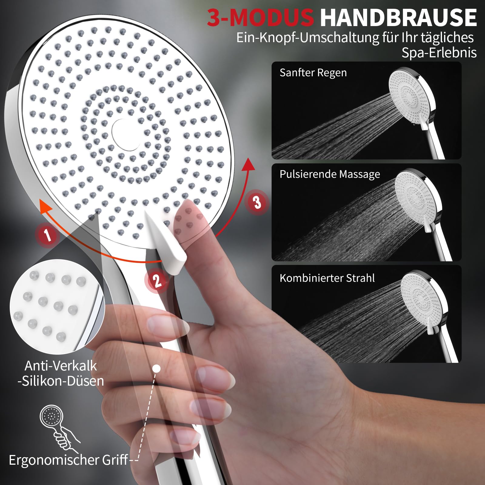 Rainsworth Regendusche ohne Armatur mit 25 cm rundem Regenduschkopf Chrom