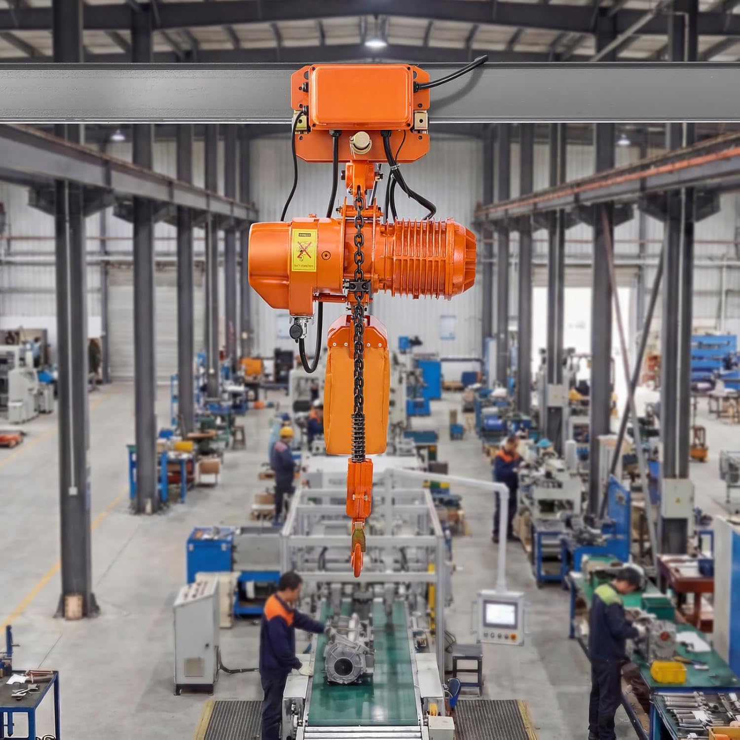 VEVOR 4400lbs Electric Chain Hoist with Power Trolley, 2-Speed Operation, 20ft Lifting Height, 3-Phase 208-240V/440-480V Overhead Crane w/ 328ft Wireless & 16ft Wired Remote Control G100 2-Chain Hoist