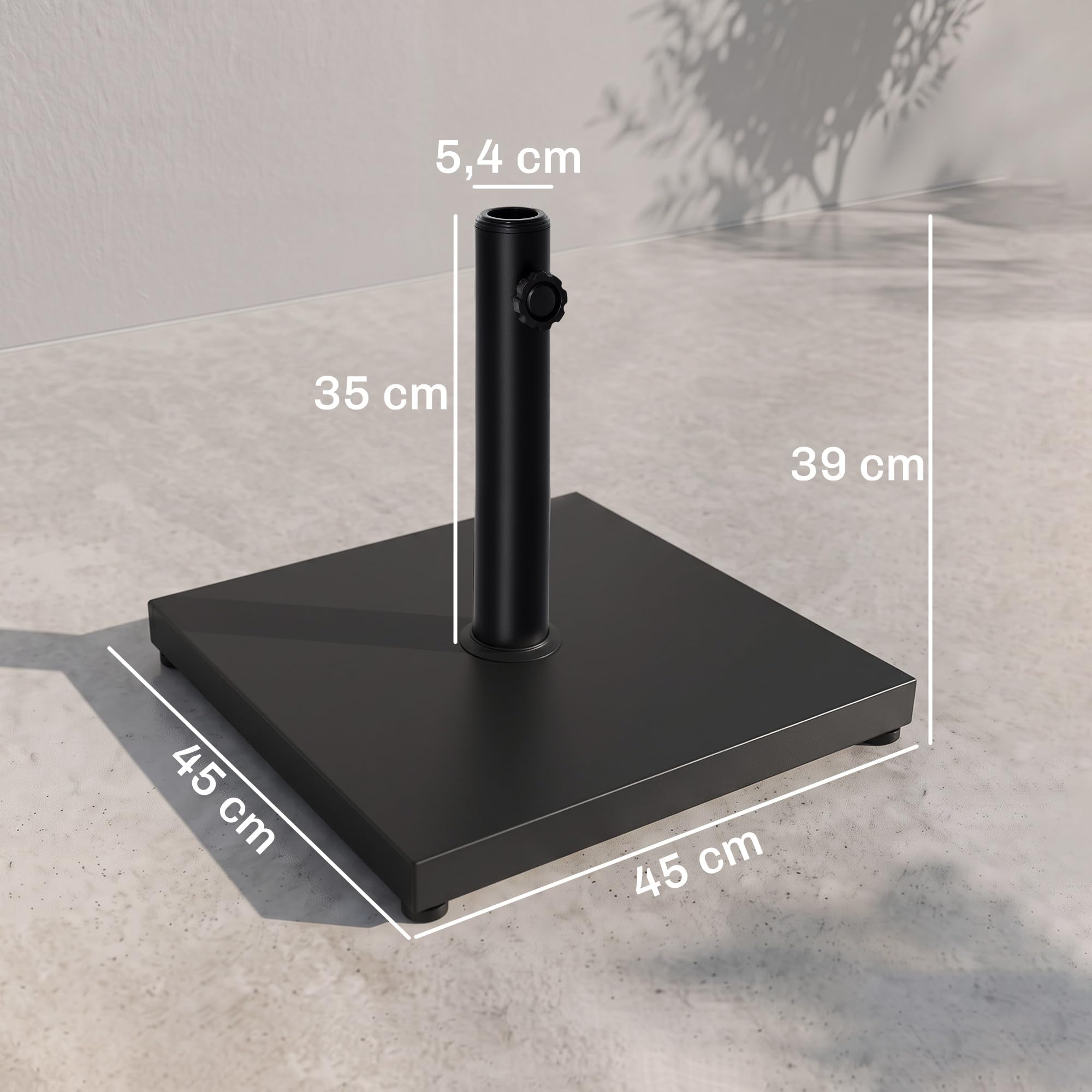 Outsunny Pied de parasol, porte-parapluie, base de parasol, pour Ø35 mm, Ø38 mm, Ø48 mm, métal, noir, 45 x 45 x 39 cm