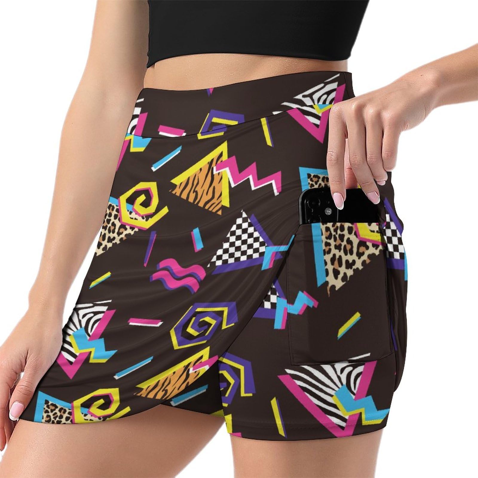 CAWHJDW Skorts Skirts for Women Psychedelic Mushrooms Athletic Golf Skort with Pockets Casual Running Skirts, Tennis Skort