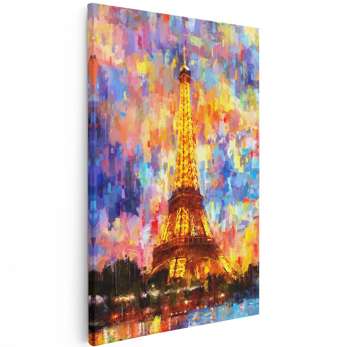 Artaza Cuadros Decoración Salón Modernos Torre Eiffel París - 80x120 cm - Grande - Cuadros Abstractos Coloridos - Decoración Pared - Skyline Nueva York - Lienzos