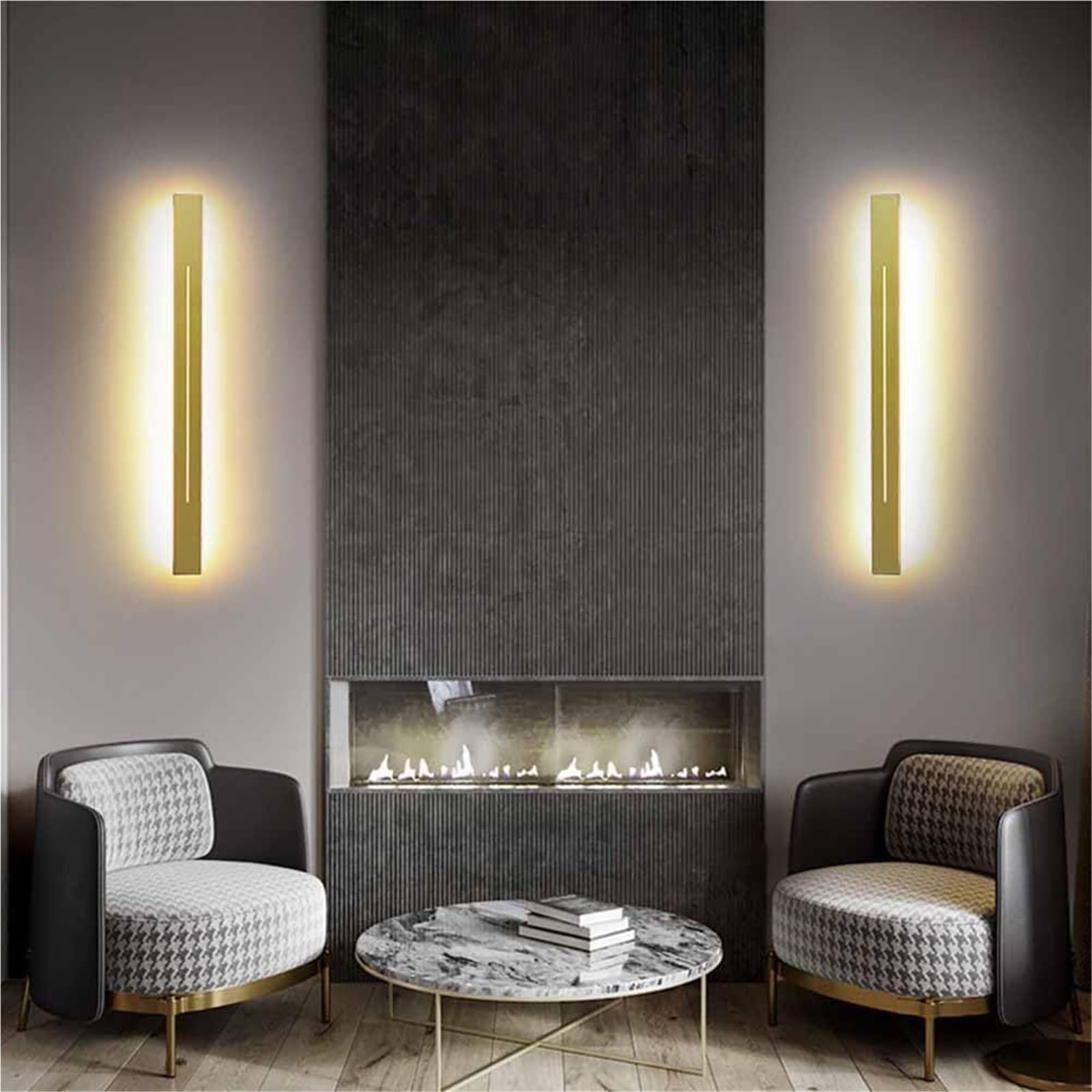 Barra luminosa moderna a LED, applique da parete lineare minimalista, lampada da specchio for bagno dimmerabile, illuminazione su e giù for bagno, camera da letto(Gold-3000k,60cm)