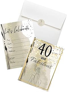 LM STUDIOZ 40th Birthday invitations comes with Envelopes and Stickers (10 pack) 30 pcs total Surprise Birthday Invitations, Birthday Invitations 40th party, Lets party, You're invited, Adult Party Invitations (4-1/4" x 5-1/2", Party, 40th party theme)