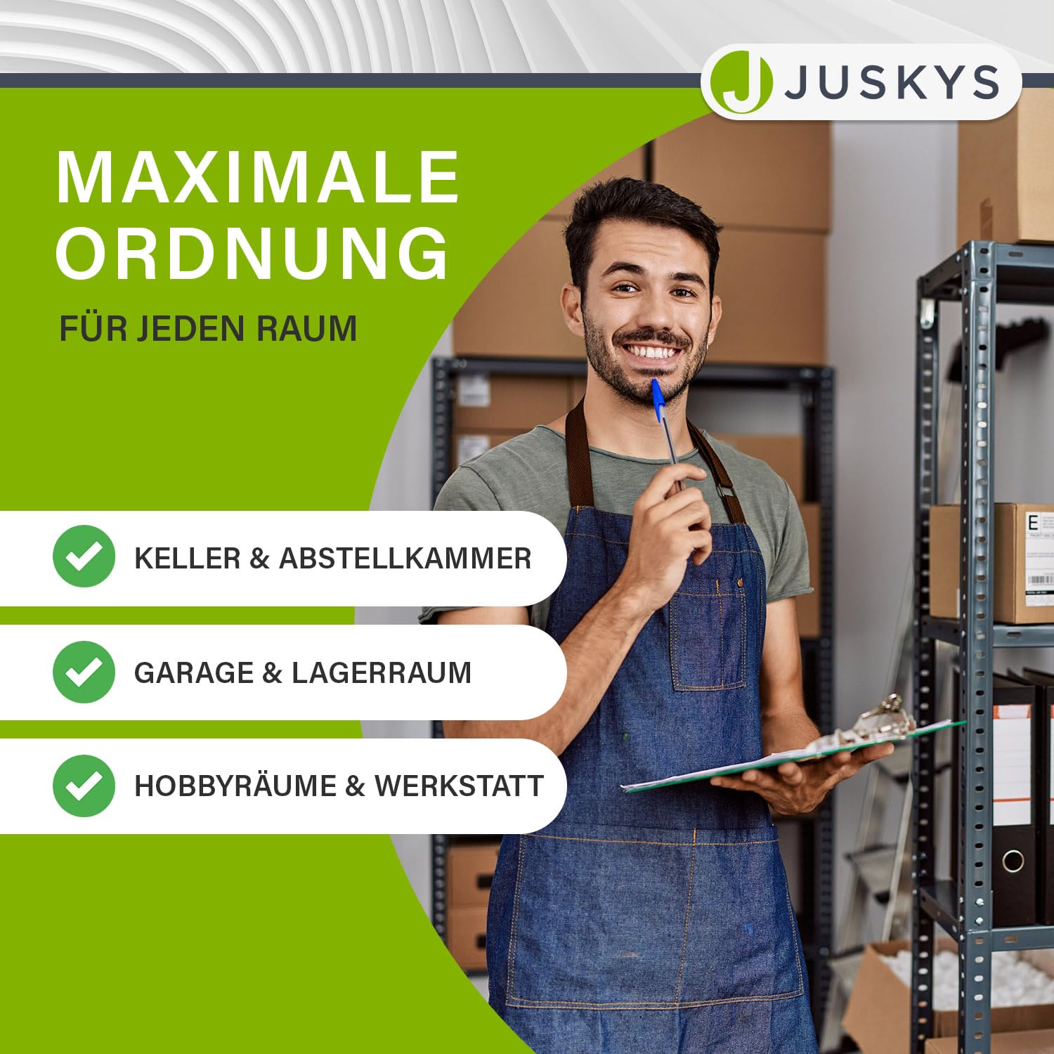 Juskys 2er-Set Lagerregal Basic 2X 180x90x40cm (HxBxT) - 1750 kg - 10 Böden - Schwerlastregal Steckregal Metall Kellerregal Regalsystem Regal - Grau