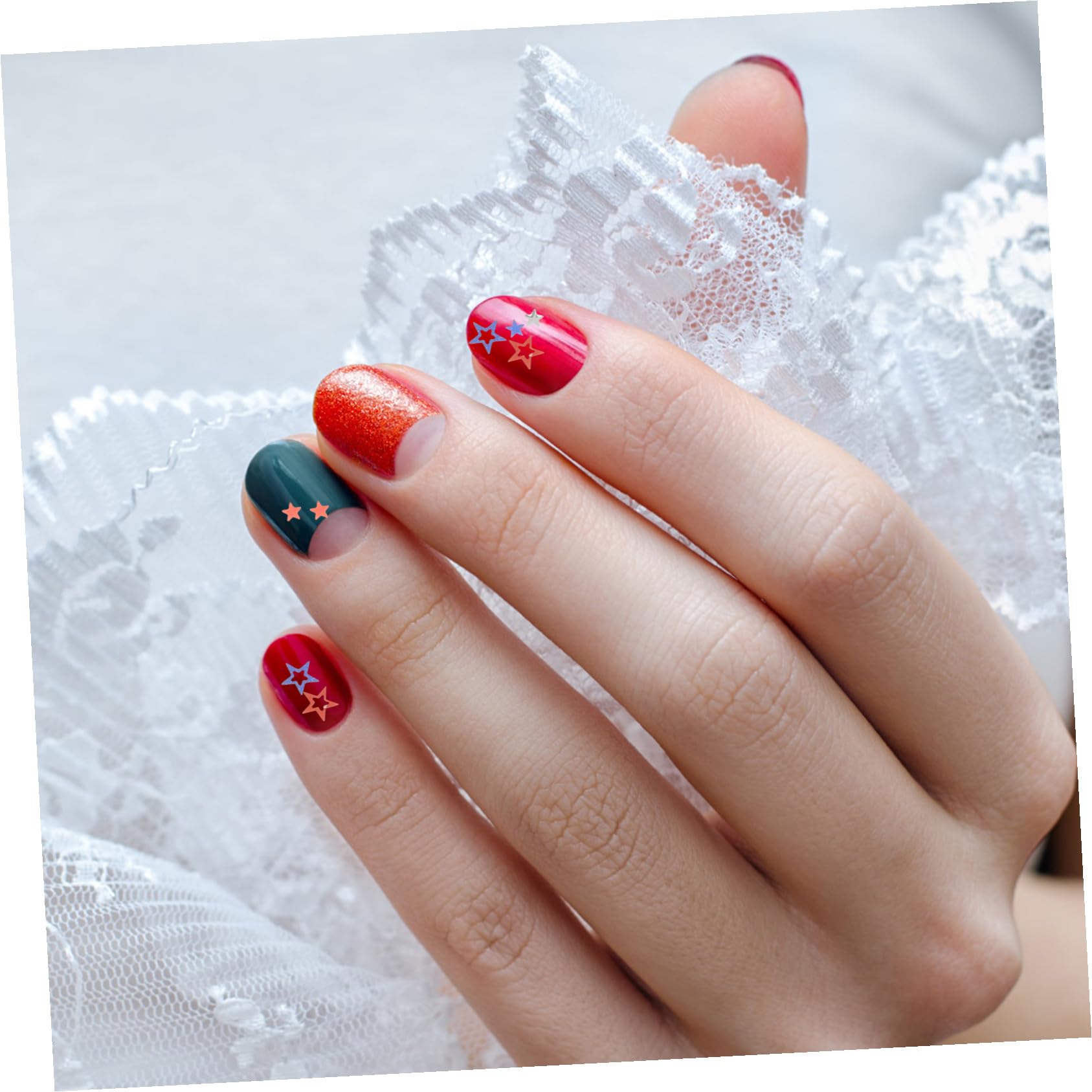 Didiseaon 5 Set 5 Set Di Paillettes Pentagramma Unghie Gemme Adesivi Per Unghie Dei Piedi Adesivi Per Unghie Al Neon Per Il Dell'Indipendenza Accessori Per Rivelare 6 scatole * 5