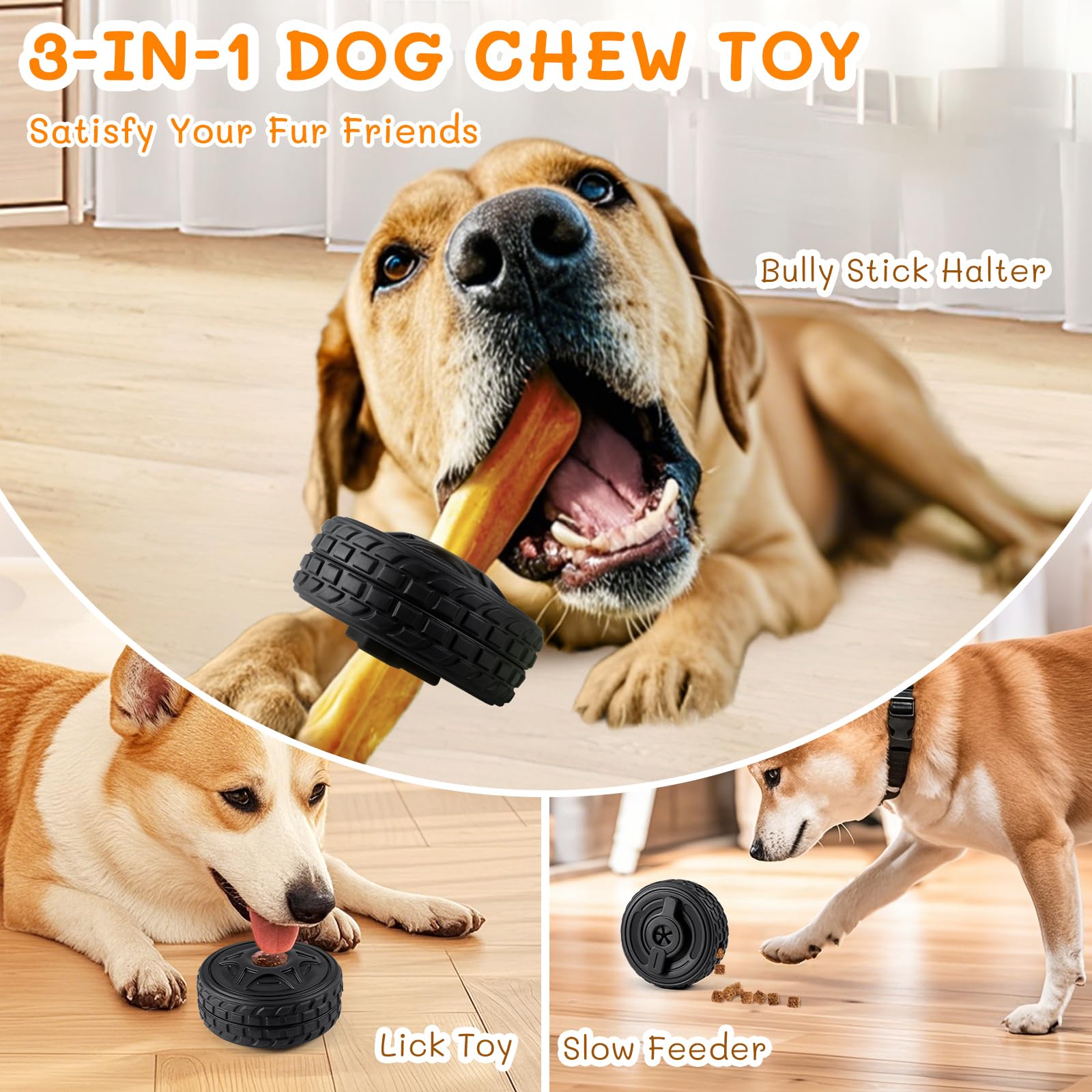 PETFROH 3-in-1 Dog Treat Toy for Aggressive Chewers - Natural Rubber Enrichment, Chew, Bully Stick Holder, Lick Toy With Silicone Mold - Image 2