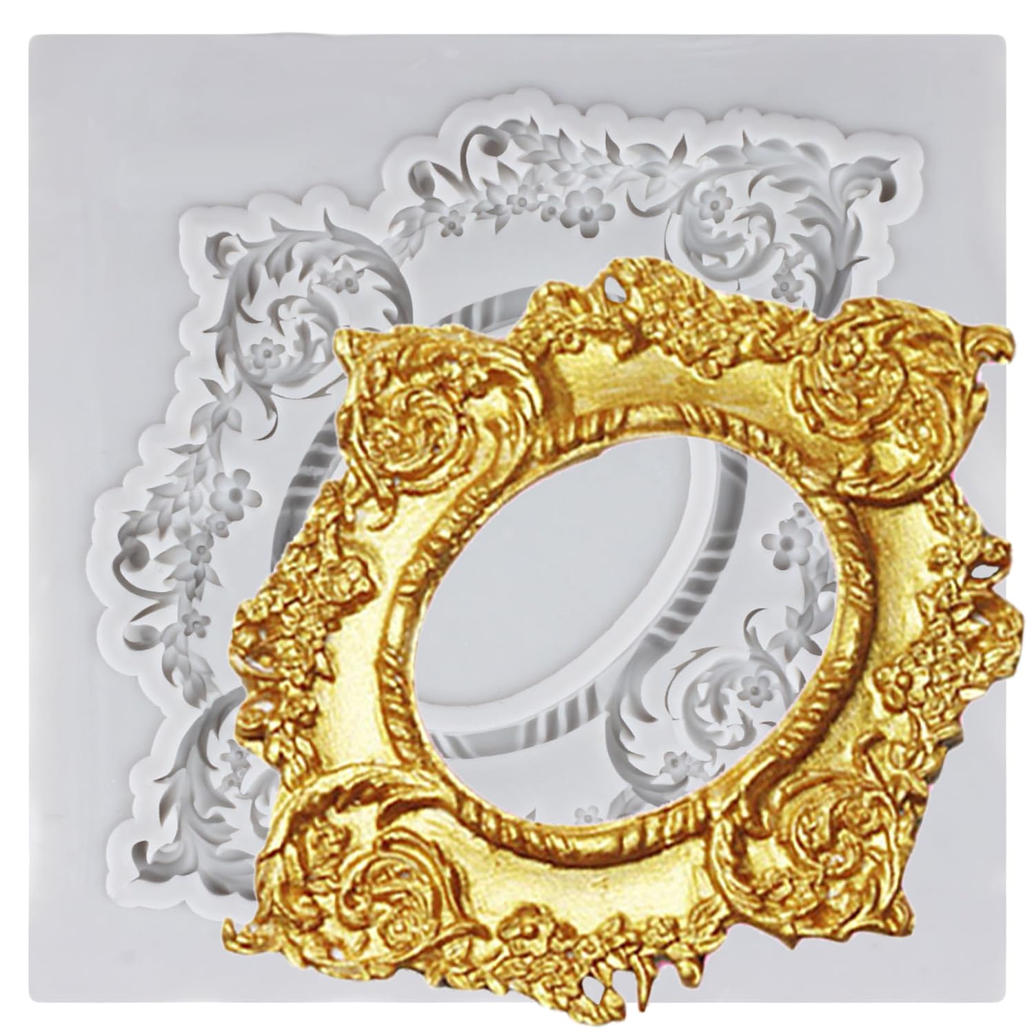 XMOLDNMS Stampi In Silicone Per Cornici Portafoto In Stile Barocco, Cornici Per Fondente, Stampi Vintage A Specchio Per Cioccolato, Caramelle, Decorazione Per Torte, Topper Per Pasta Di Gomma, Argilla