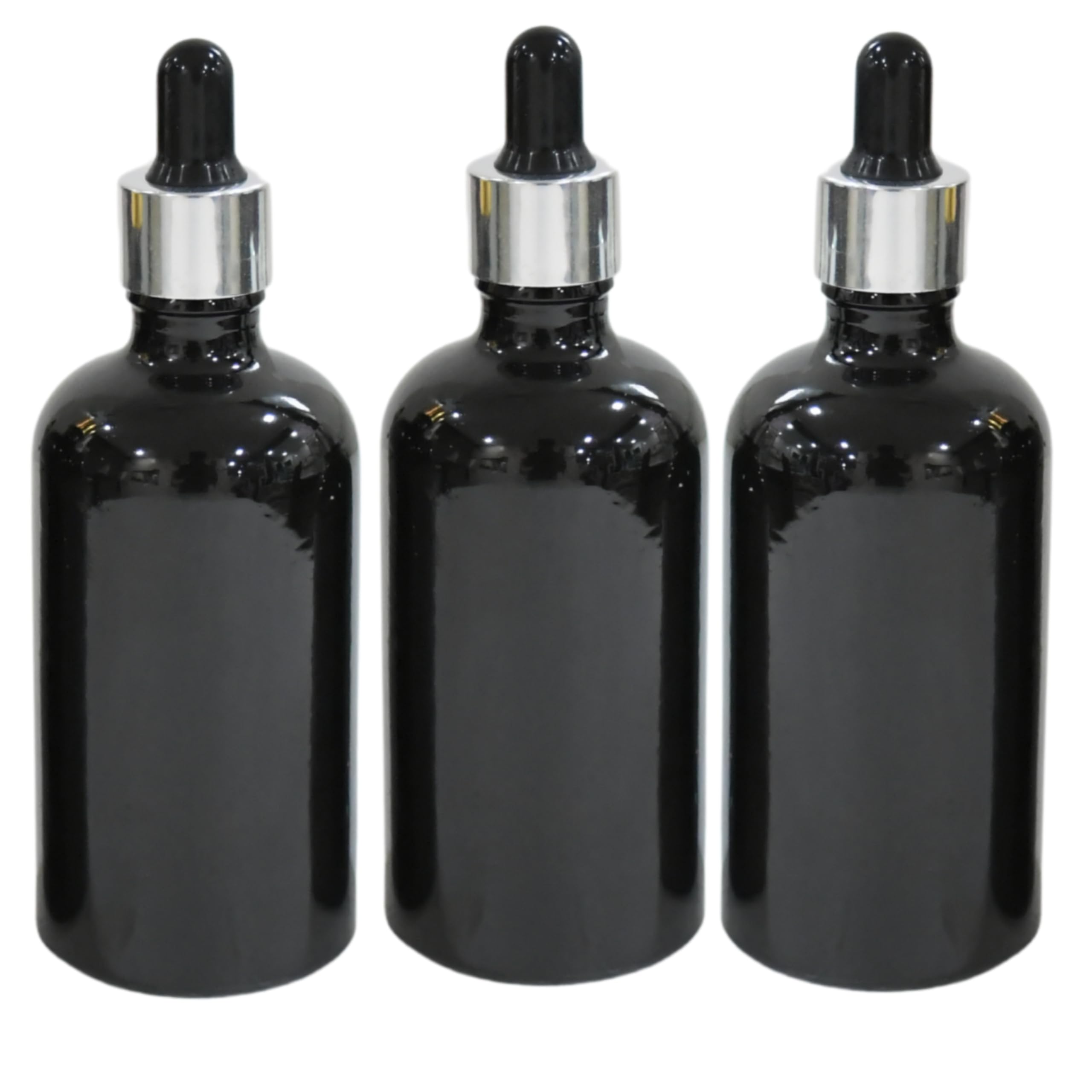 Patco Pharma Glass Black Dropper Bottle with Silver cap – Premium UV-Protected Storage for Precise Liquid Dispensing Pack of 3 (100ml)-image-47