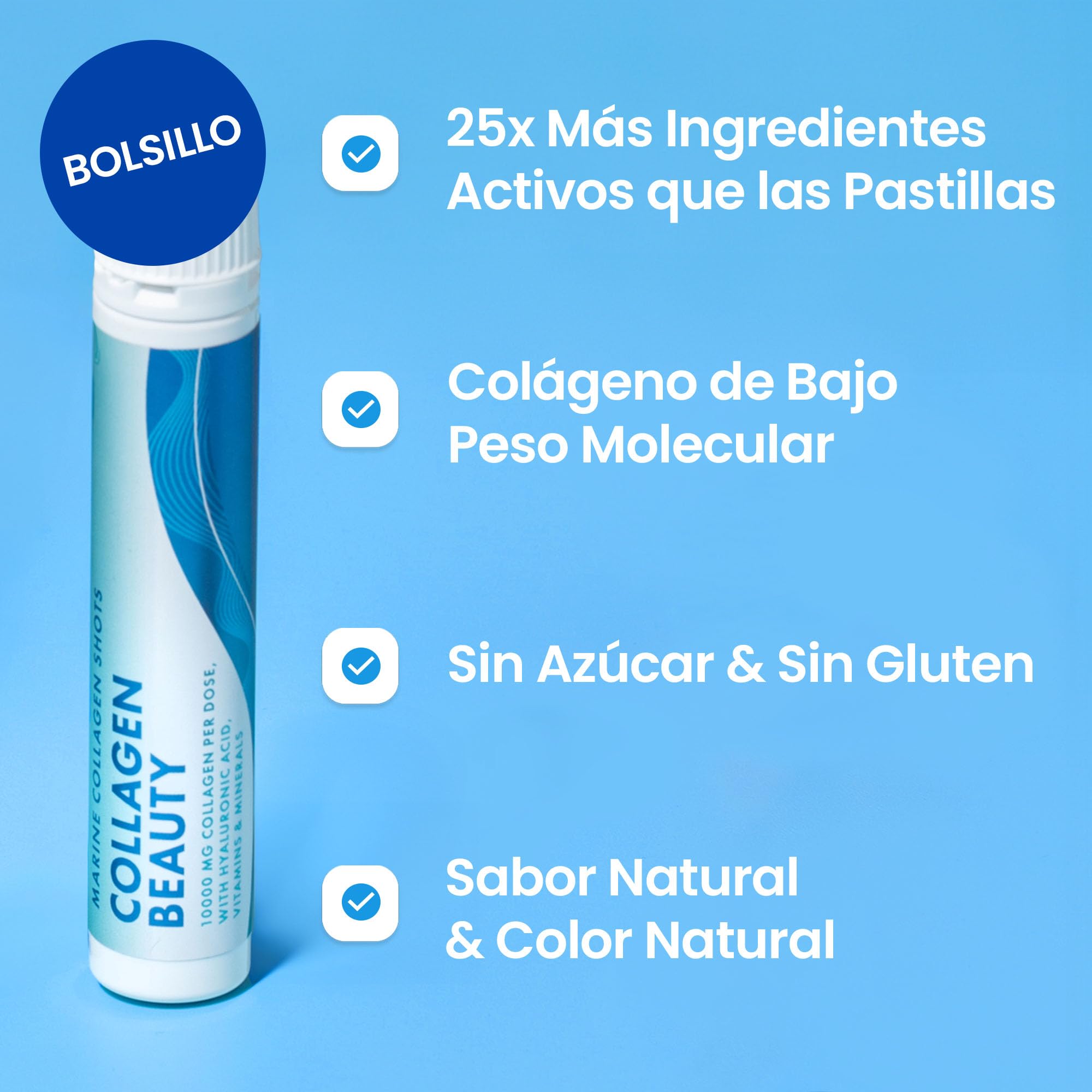 Swedish Nutra - Collagen Beauty | Suplemento líquido de colágeno marino hidrolizado de 10 000 mg - 40 dosis diarias de 25 ml | Ácido hialurónico y vitamina C para cabello, piel, uñas y