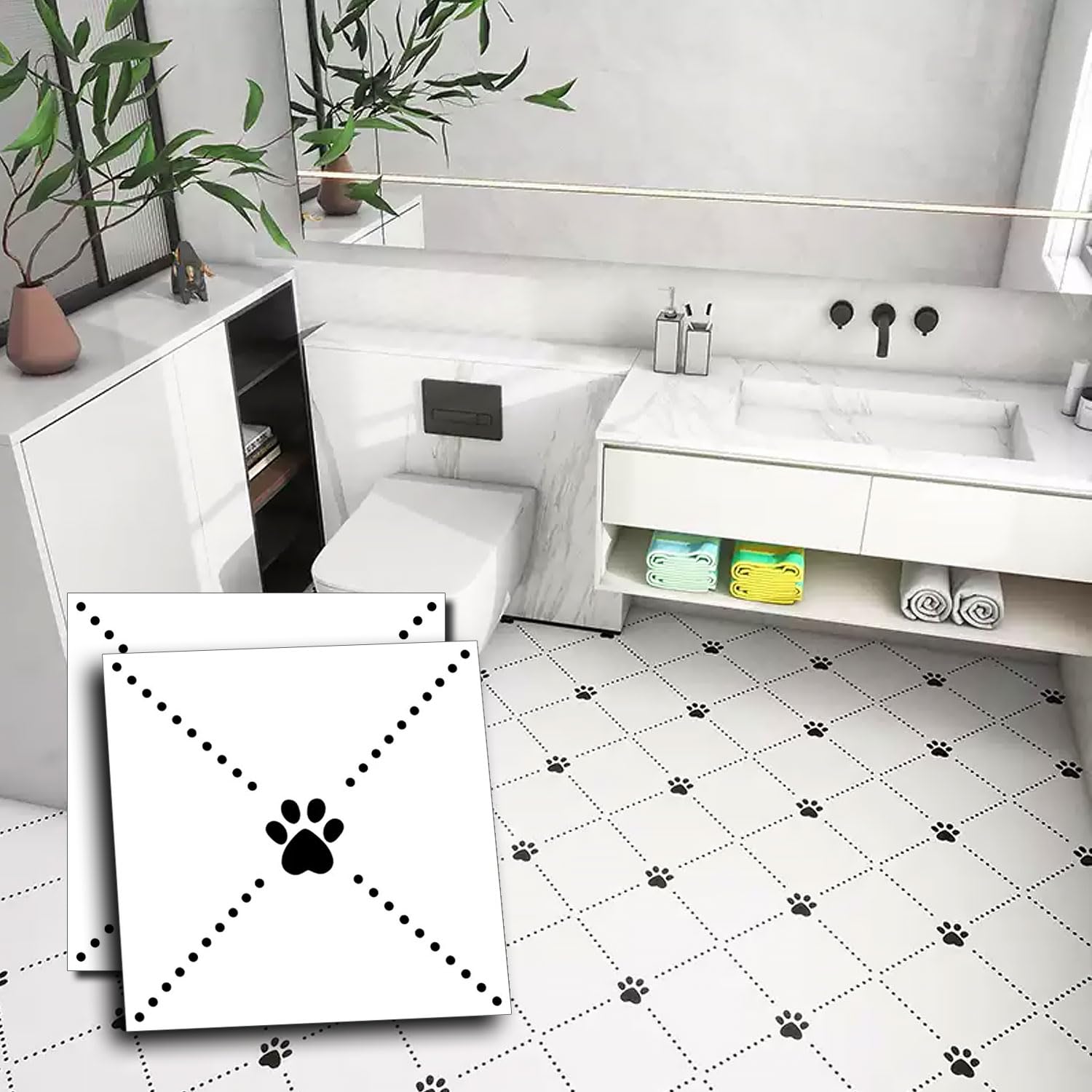 Self-Adhesive Vinyl Floor Tiles, 30-Pack 12x12 Inch, Waterproof Flooring for Kitchen, Bedroom, Living Room, Covers 30 Sq. Ft, Easy Peel and Stick Installation