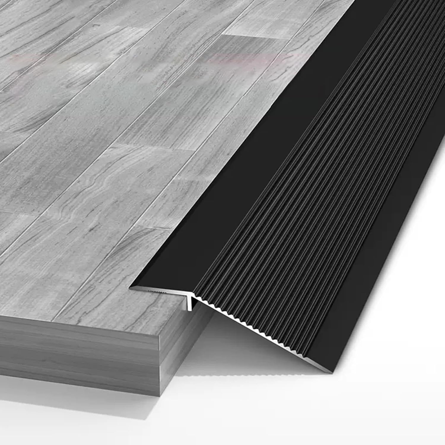 Aluminum Floor Transition Threshold Strip 36 inch by 4 inch, Matte Black Doorway Edge Trim for Tile Laminate Vinyl Flooring, Kitchen Bedroom Bathroom Doors Reducer Gap Cover