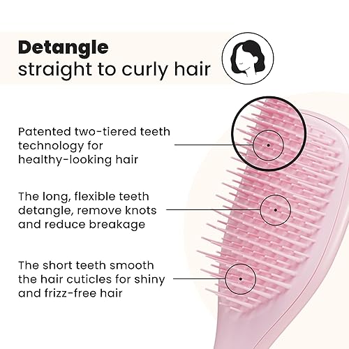 Miniatura 2 de Tangle Teezer Cepillo desenredante definitivo, elimina nudos y reduce la rotura, mini cepillo de pelo para viajes, manos pequeñas y todo tipo de