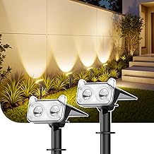 BUCASA Solar Spot Lights, 2 Pack Solar Lights Outdoor Garden with 3000K Warm White, IP65 Waterproof Wall Light, 2 Modes Owl Shape Outdoor Lights for Garden, Wall, Yard, Driveway, Pathway