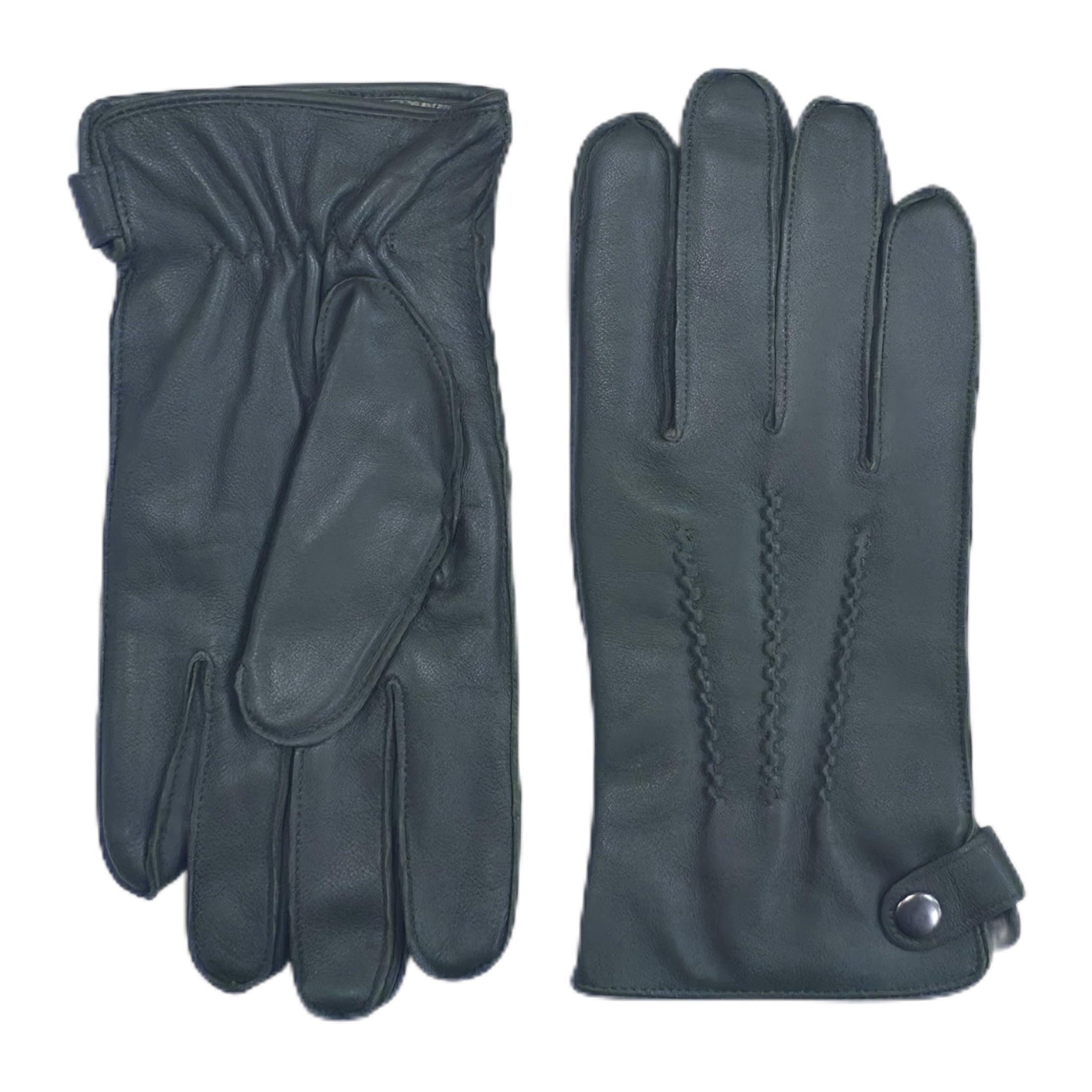 Infinity Leather - Men's Gloves - Italian Leather - Wool-Lined - Olive - XL
