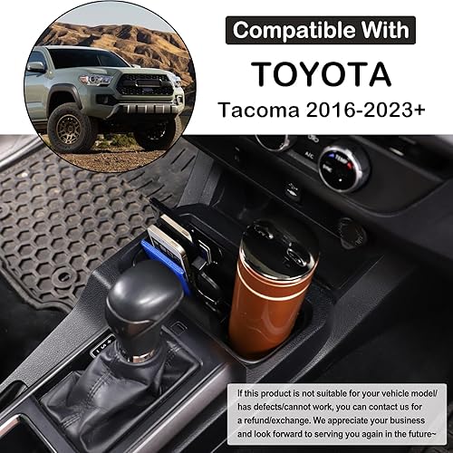Miniatura 2 de Aunginsy Caja de almacenamiento para portavasos delantero, compatible con Toyota Tacoma 2016-2023, asiento delantero de automóvil, reposabrazos