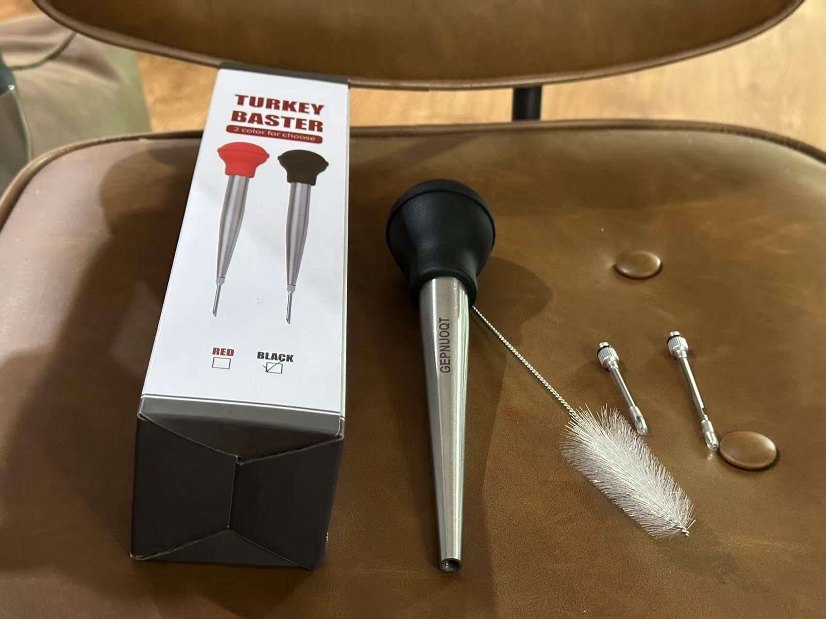 GEPNUOQT Stainless Steel GEPNUOQT Turkey Basters Marinade Injectors Seasoning Injectors Set with 2 Marinade Needles 1 Cleaning Brush for Meat and Poultry Basters Home Kitchen Baking Tools