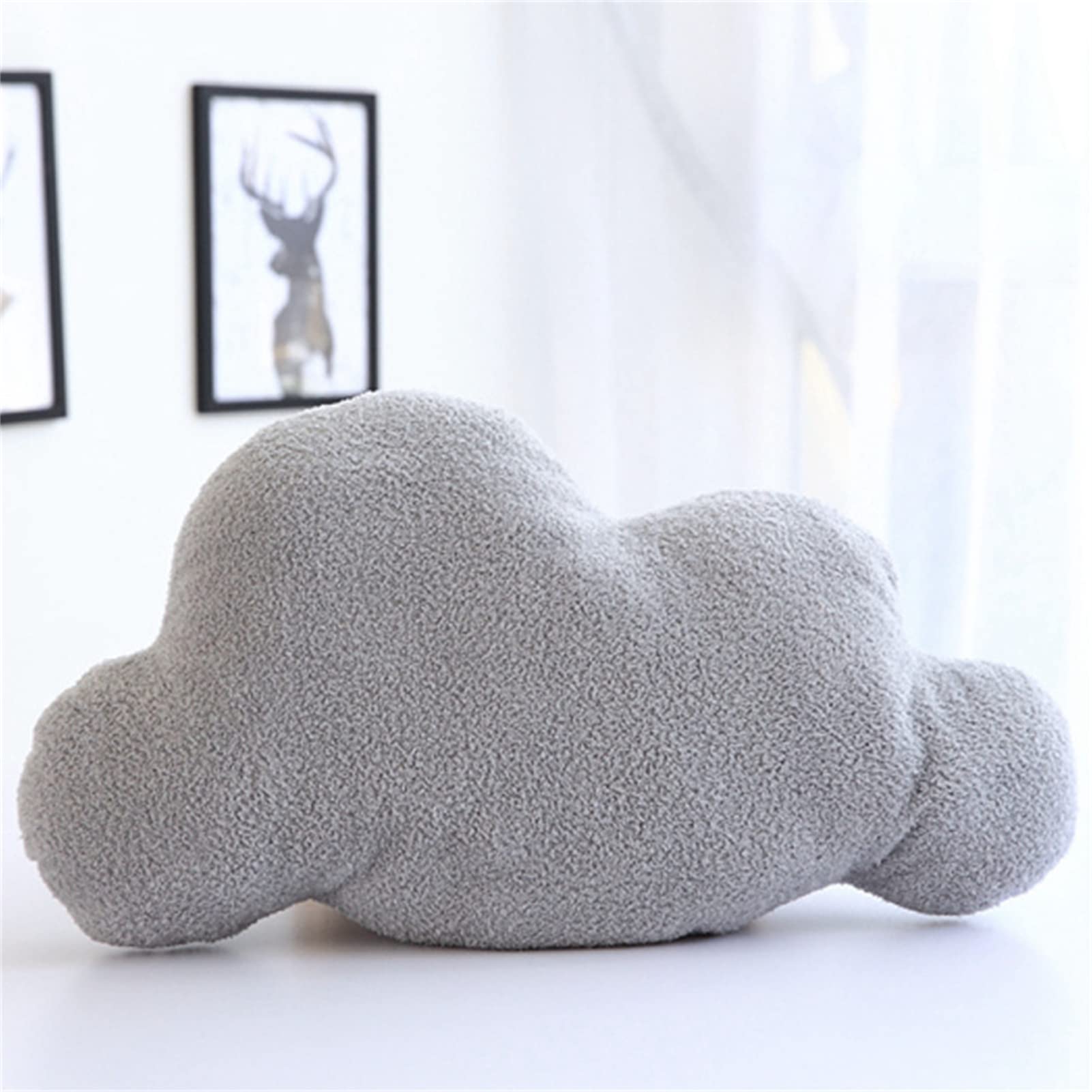 TROYSINC Wolken Kuscheltier Kissen Plüschtier Plüsch Dekoratives Kissen Stoff Plüschkissen Geburtstagsgeschenk für Kinder, Decor Kinderzimmer Zuhause Schlafzimmer (Grau,60 x 32 cm)