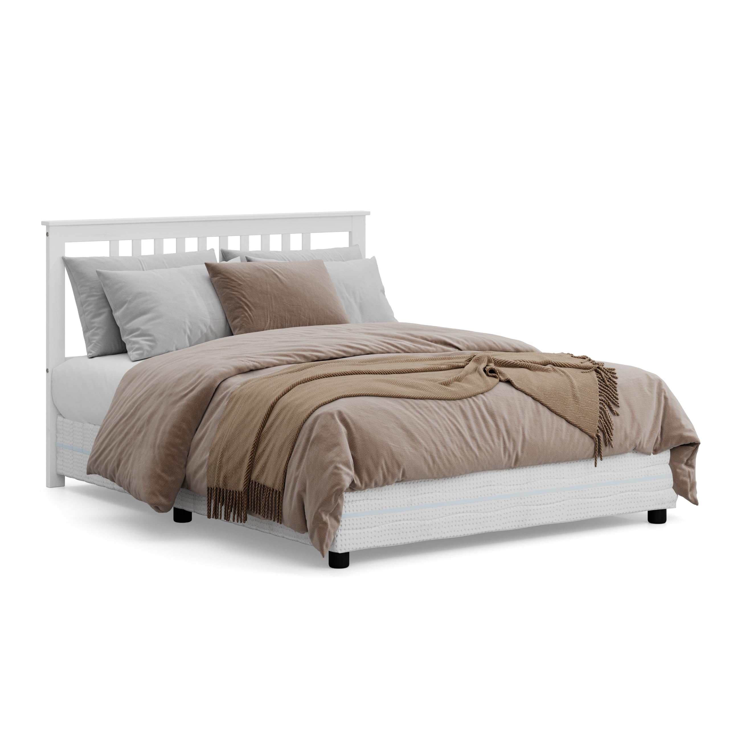 Dogar Moblit Cabecero de Pino Macizo para Cama con Somier de 135cm Color Blanco Translucido Serie Alme Medidas (100x145x2) cm (Alto-Ancho_Fondo) Requiere Montaje