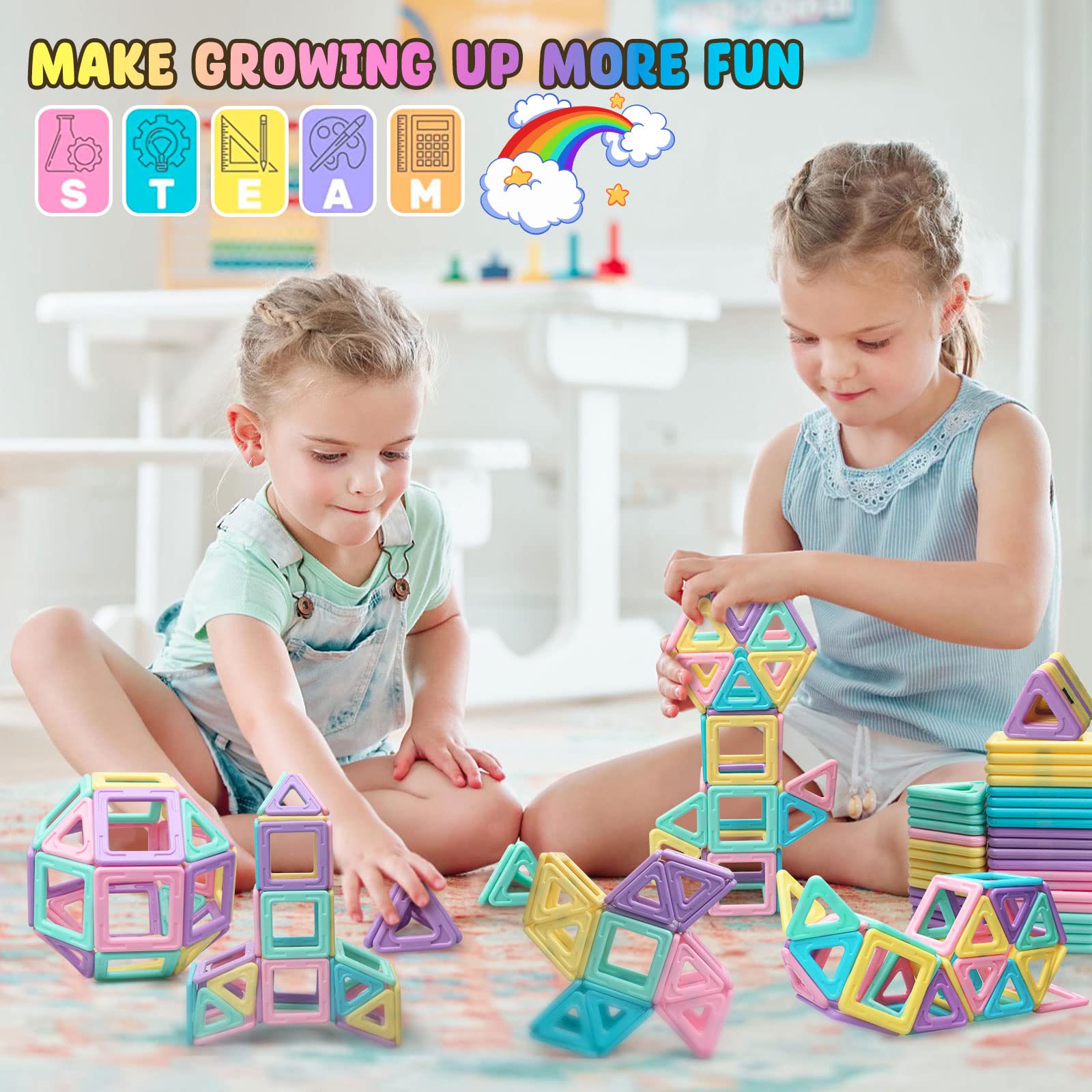 AUOLTE Costruzioni Magnetiche per Bambini 3 4 5 6 7 8 9 giocattoli per ragazzi Divertente Giocattolo Educativo Magneti Giochi Compleanno Regalo Natale