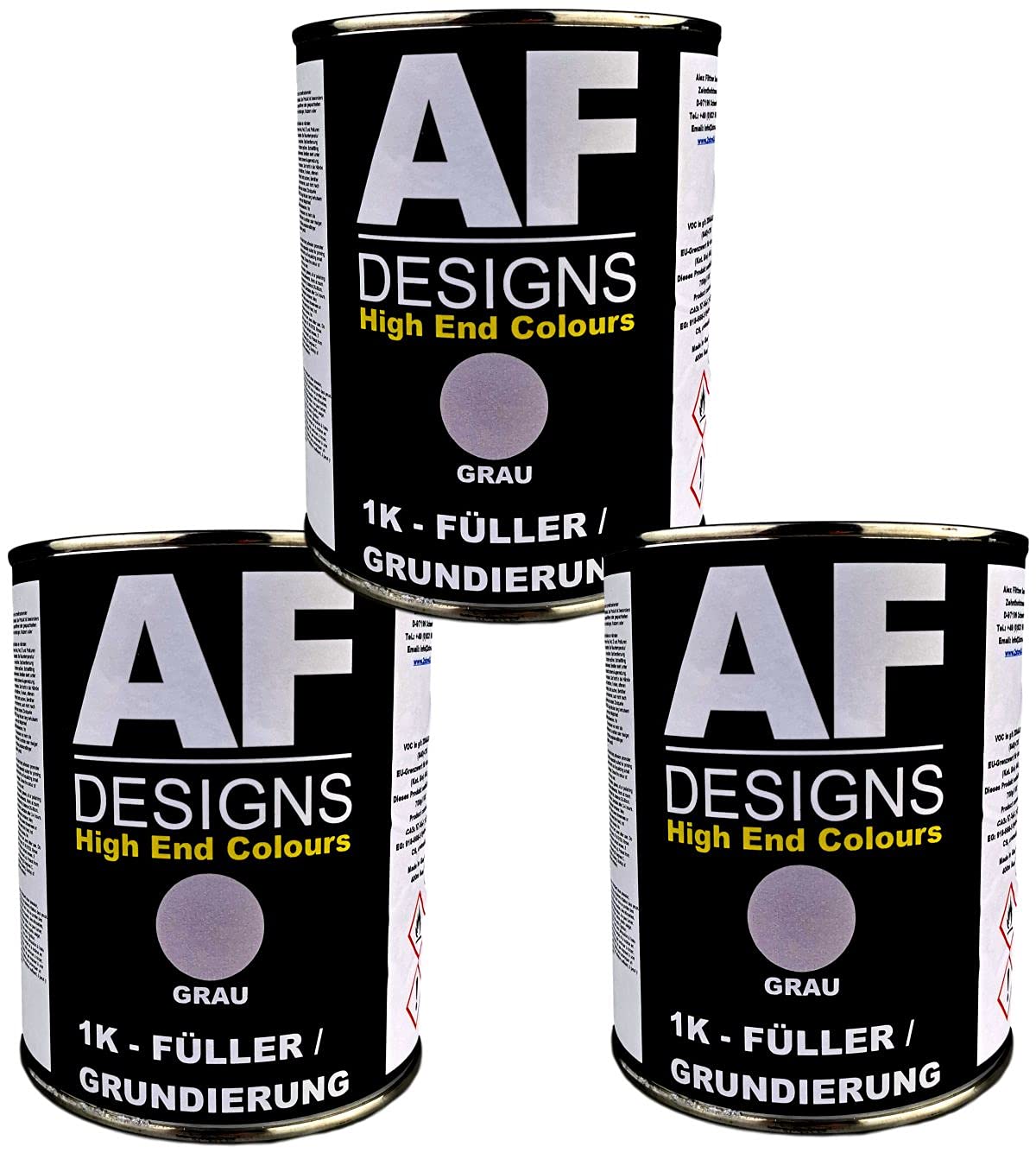 Alex Flittner Designs 1K Filler 3x 1 kg grau Füller Grundierung Rostschutz | 1K Filler/Füller zum Verfüllen von Oberflächenubenheiten/Schleifspuren etc.