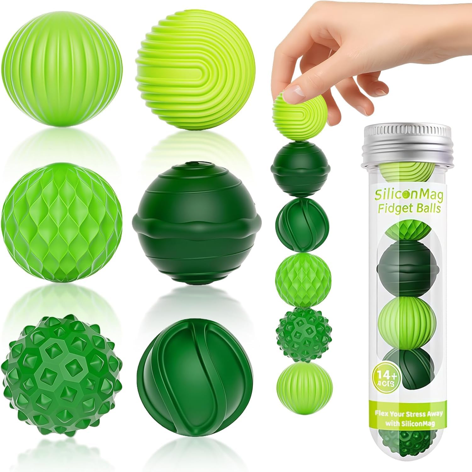 Magnetic Fidget Balls, 6Pcs Silicone Magnetic Balls Fidget Toy, Quiet Office Desk Toys with Textures, Attraction Stress Balls with Silicone Shell, Magnet Fidget Fun Gift