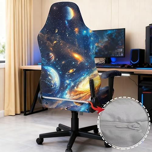 Miniatura 5 de Cosmic Galaxy - Fundas para sillas de videojuegos, resistentes a los arañazos, color azul, con cremallera, antideslizante, protector para silla de