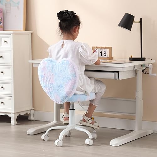 Miniatura 6 de Silla de escritorio para niños, niñas, estudiantes, silla de estudio, silla de computadora ajustable, silla giratoria de peluda, sillas de lectura