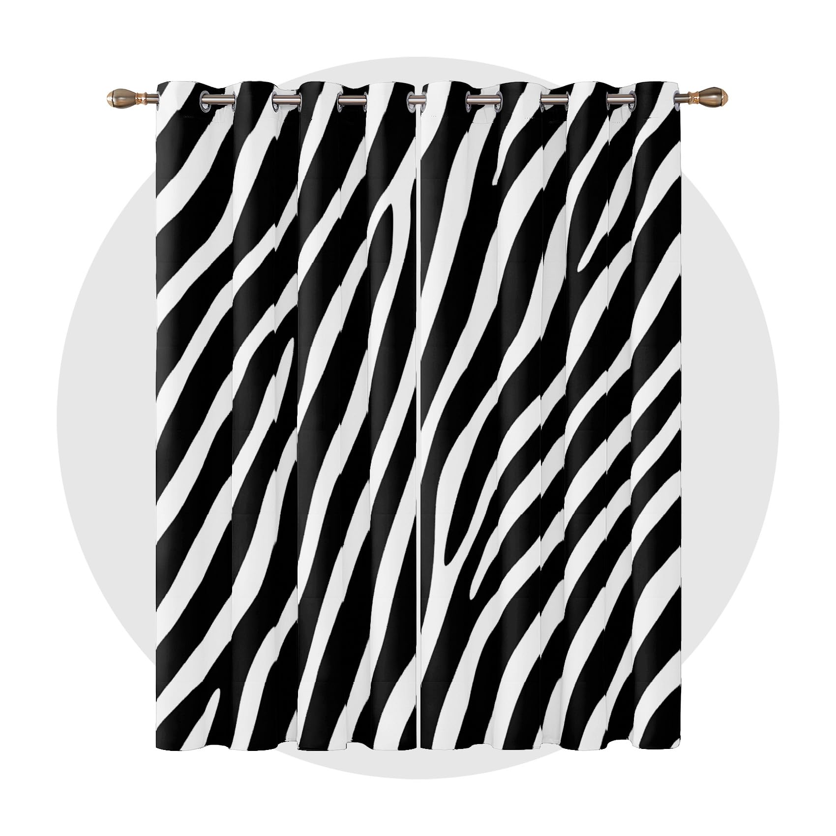 Zebra Print Home Decor - Zebra Print Curtains for Bedroom Living Room - Black and White Animal Print Blackout Curtains 90 x 108 Inch (Width x Drop) 2 Panels, Modern Striped Eyelet Curtains & Drapes