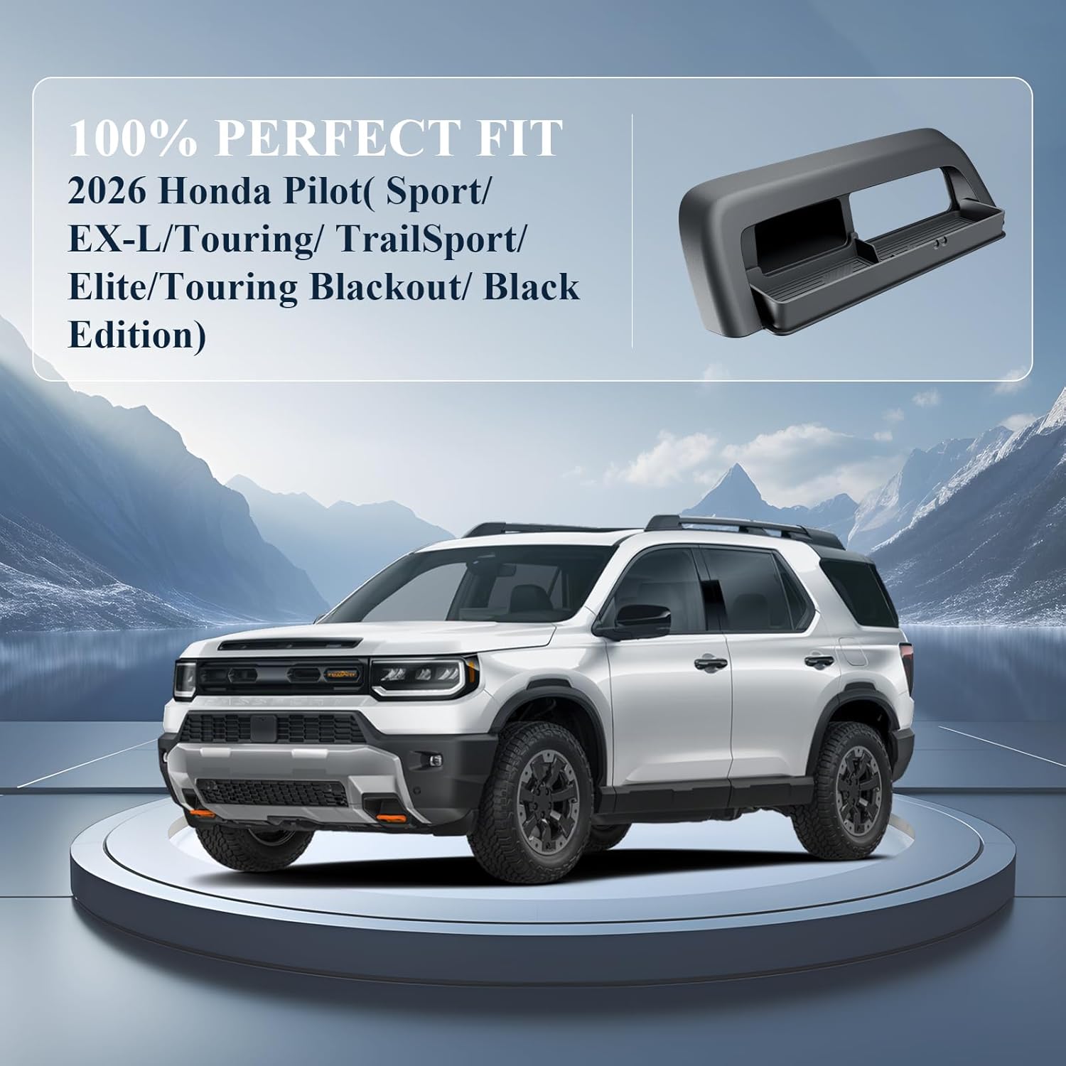 BIBIBO for New 2026 Honda Pilot Center Console Storage Drawer Tray 2026 Honda Pilot Console Organizer Under Navi Cubicle Extra Storage Box Drawer Silicone 2026 Honda Pilot Accessories