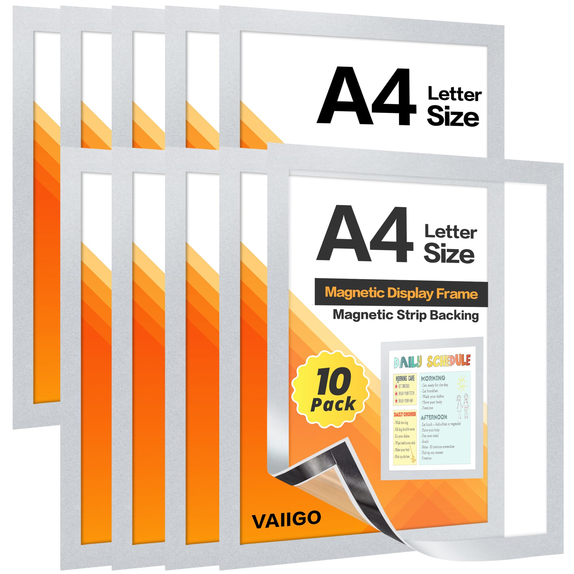 VAIIGO A4 Magnetic Sign Holder for Fridge 10Pack Magnetic Display Frame for Fridge Whiteboards and Metal Surfaces Picture Frame