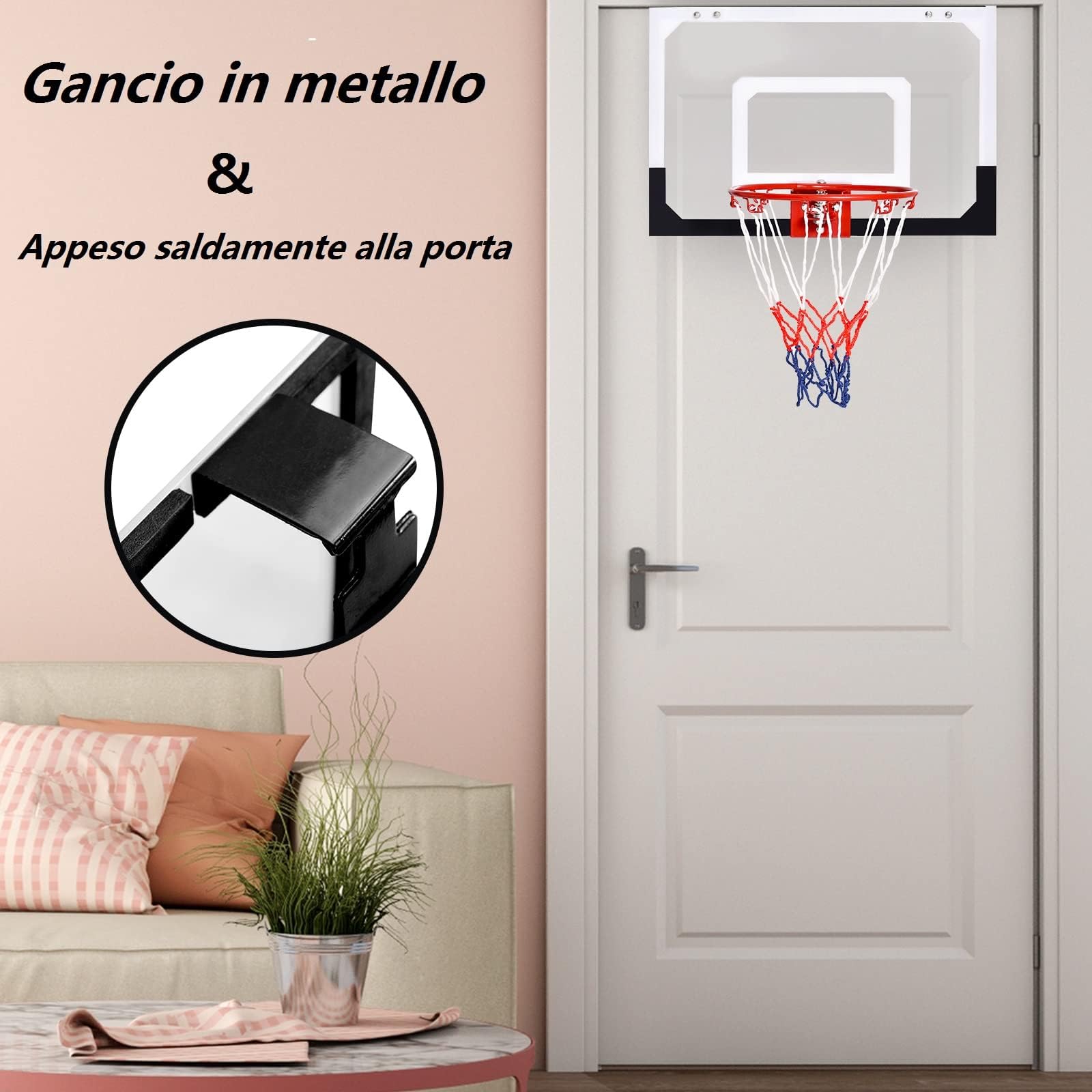 RELAX4LIFE Basketball Backboard Tabellone da Basket a Muro Trasparente, Materiale PC, con Canestro Diametro 23,5 cm, per Interno e Esterno, 45 x 30 cm
