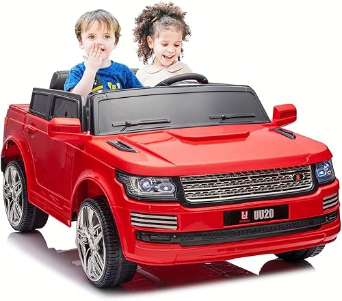 Juguete de coche de 2 plazas de 12 V con control remoto, vehículo eléctrico alimentado por batería para dos niños, reproductor de MP3 música (rojo)
