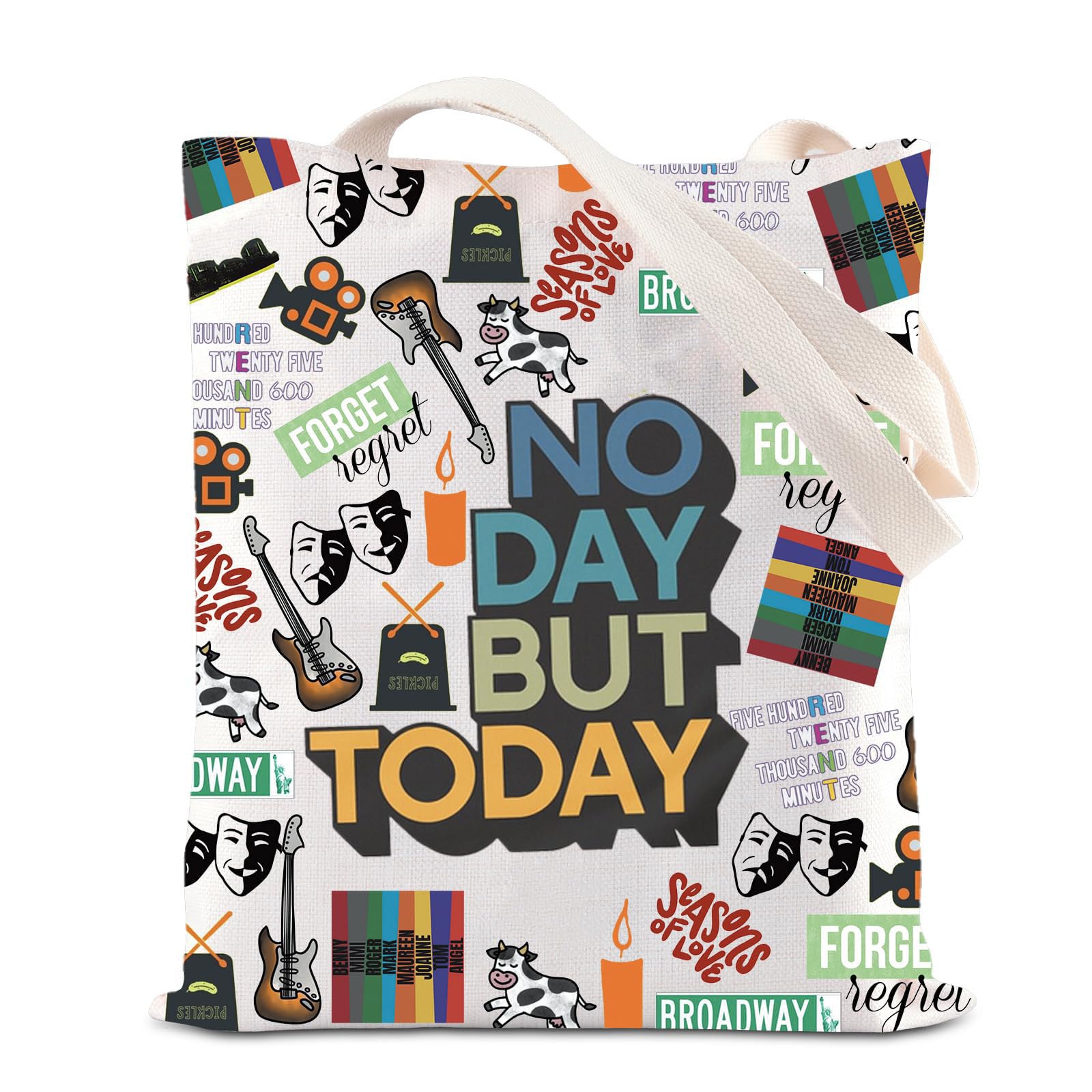 TGBJE Musical Tote Bag Musical Gifts Musical Theatre Fans Gift Forget Regret Rent Reusable Grocery Bag (No day tote)