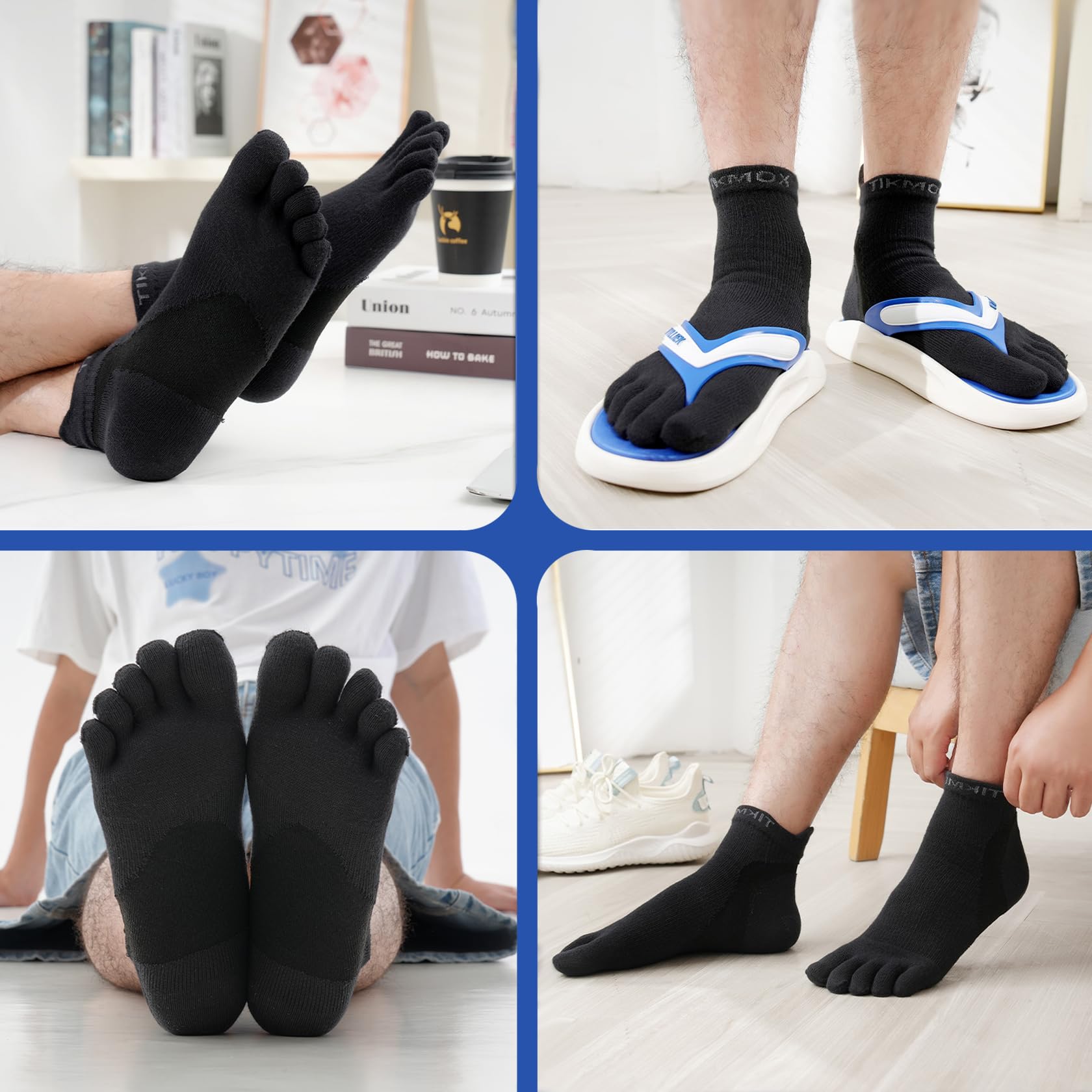 Calcetines de dedo del pie para hombres y mujeres, calcetines de tobillo para correr, antiampollas, calcetines atléticos de cinco dedos, 3 pares