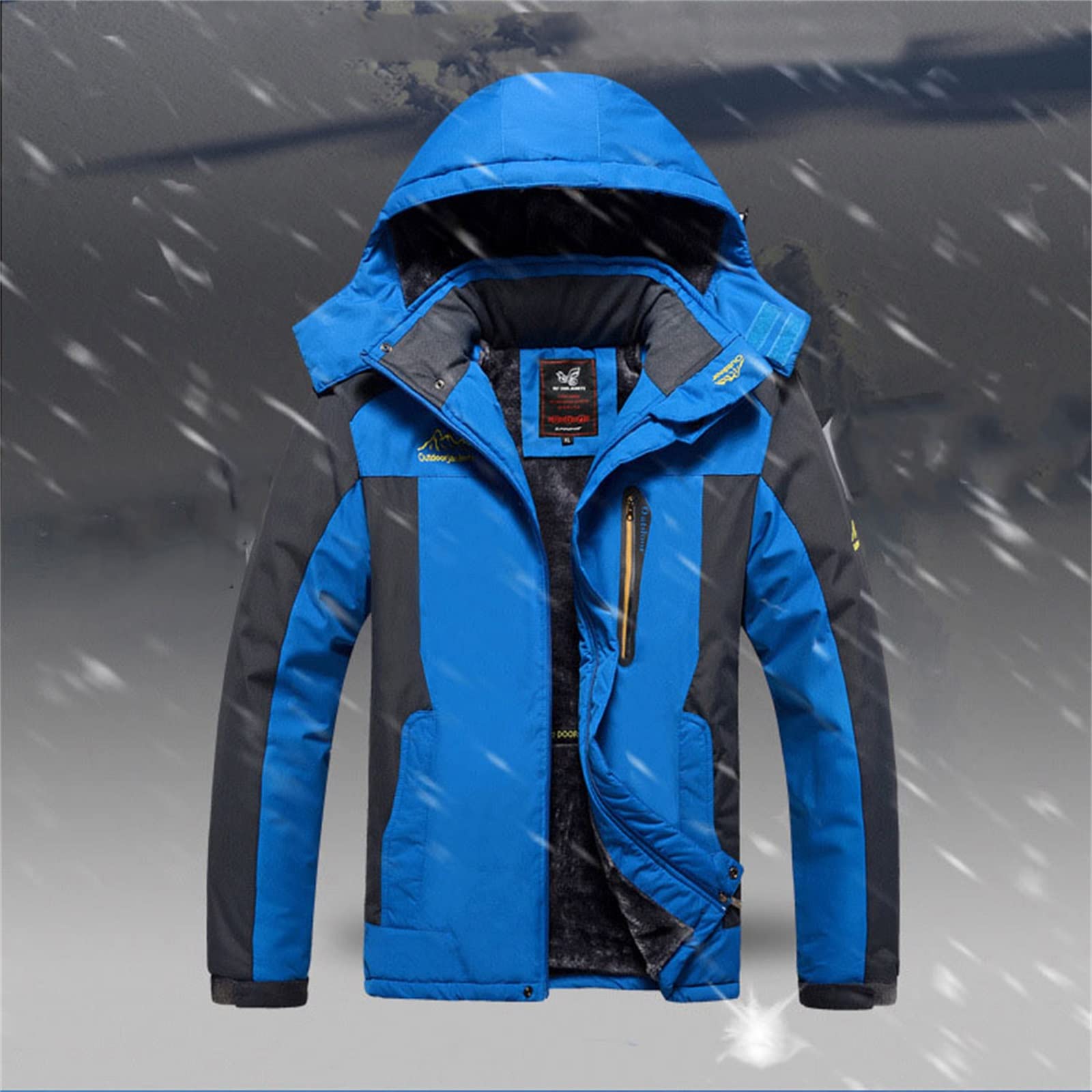Yytcsjz Männer Ski Jacke Ski Hosen, Mode Mens Plus Size Plüsch und Verdicken Kapuze Ski Mantel Hose Ski Anzug, Outdoor Sport 2-teiliges Set, zum Skifahren und Winter Outdoor Aktivitäten