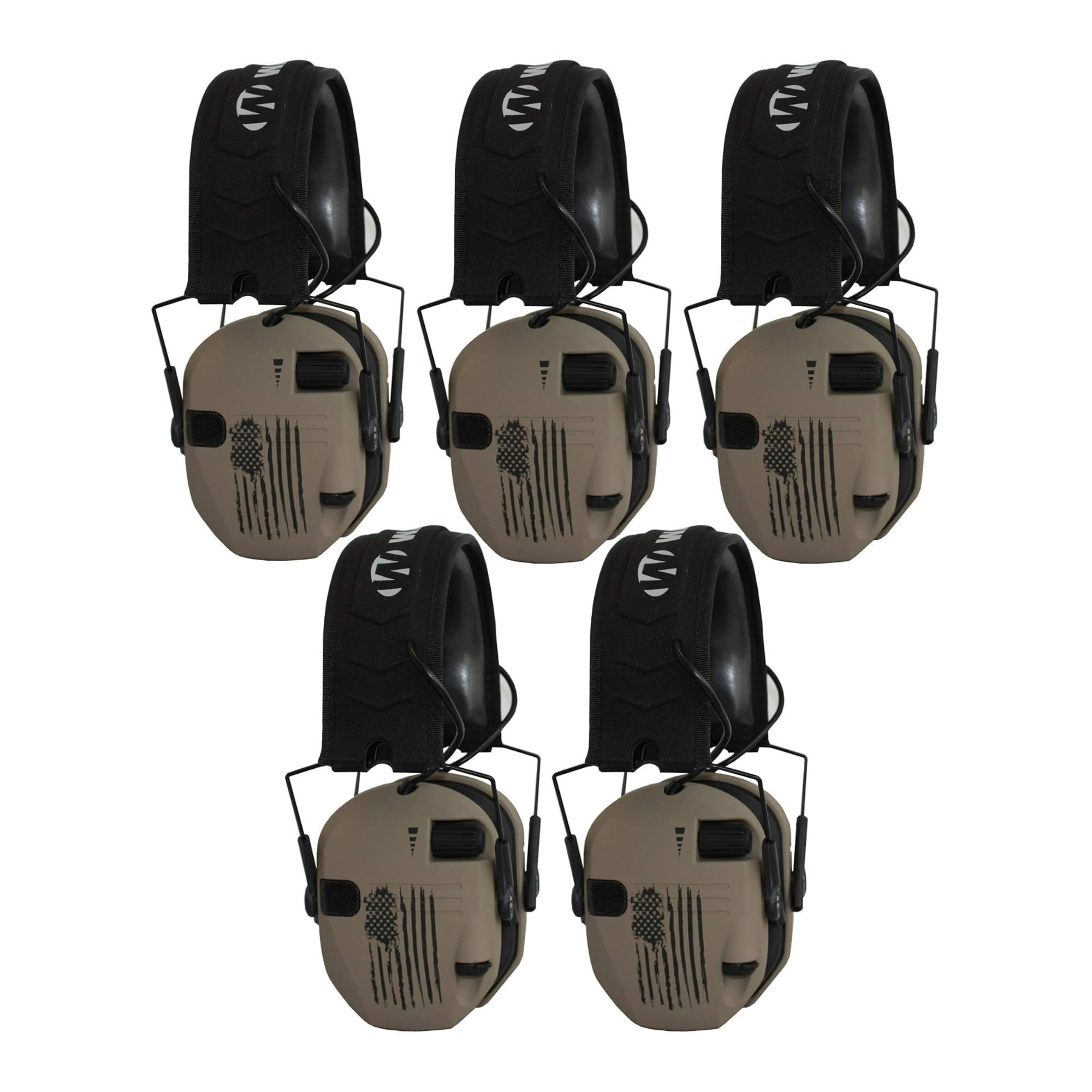 Walkers Razor Slim Electronic Shooting Muffs (5-Pack, US Flag-FDE) (5 Items)