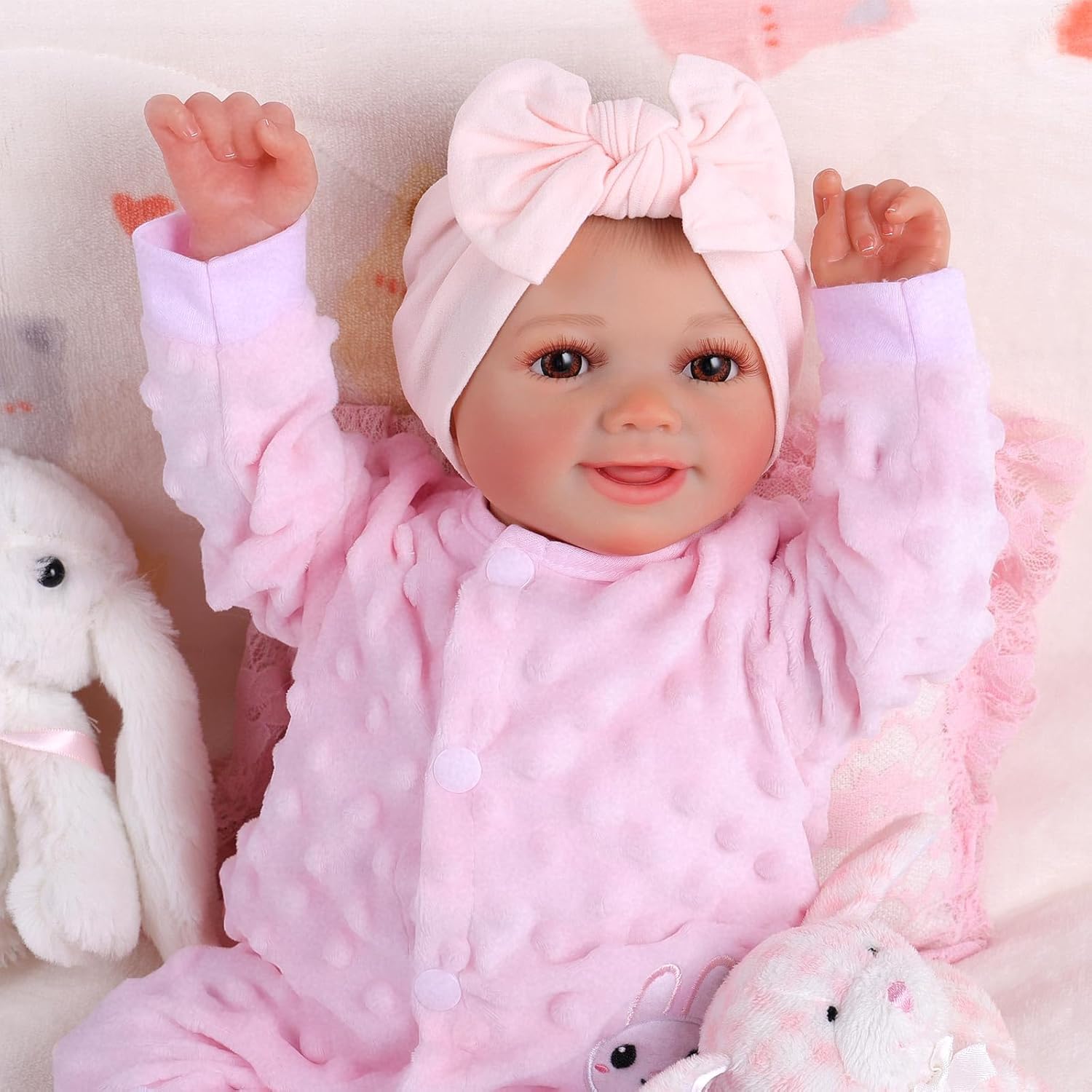 BABESIDE Reborn Baby Dolls Silicone Full Body Sunny - 17 Inch Cute Soft Realistic Baby Doll Poseable Smiling Real Life Baby Dolls with Complete Accessories for 3+ Years Old Gifts, Pretend Play