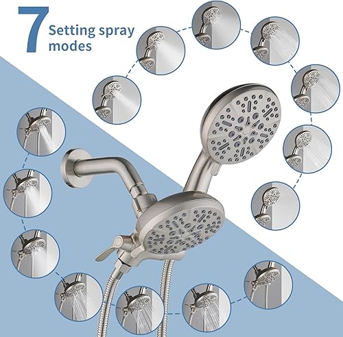 Miniatura 10 de INAGE Juego de grifo de ducha negro mate con desviador de agua de 3 vías, sistema de ducha dual con accesorio de ducha 2 en 1 de mano, kit de