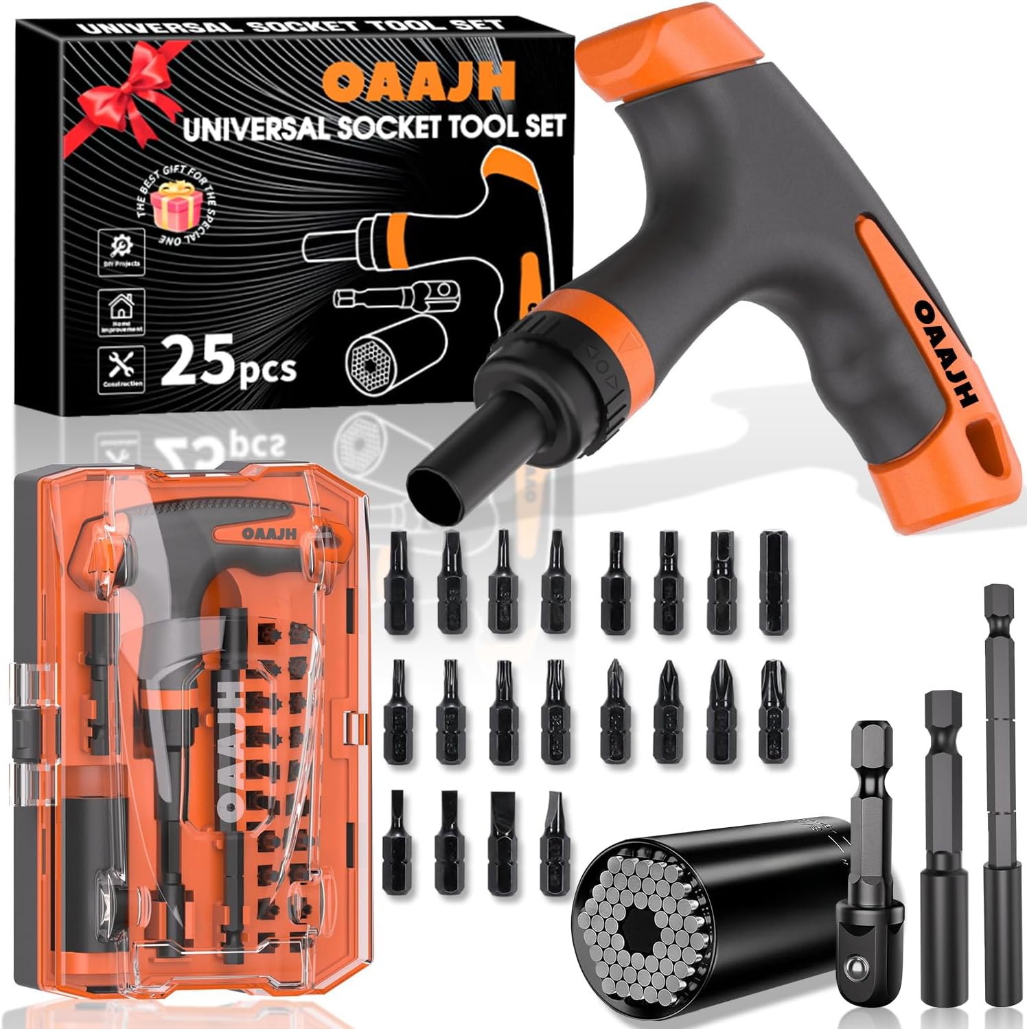 Valentines Day Gifts for Her/Him, Women/Mens Valentines Gifts, T-Handle Ratchet Driver, Super Universal Socket Tools Set Gifts for Men, Cool Stuff Gadgets Birthdays Gifts for Dad Handyman Mens Gifts