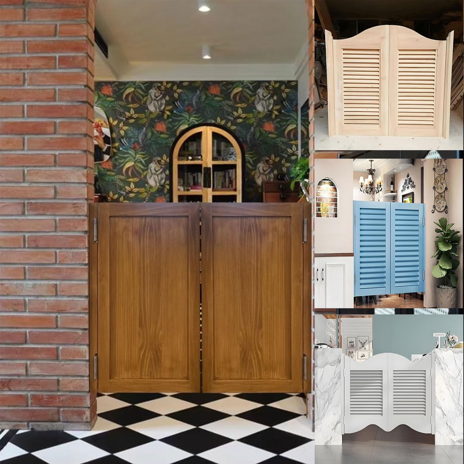 Porta Saloon in Legno Massello, Porta da Caffè, Porta Battente Incernierata, Porte oscillanti interne, Porta Divisoria per Cucina, Corridoio, Pub