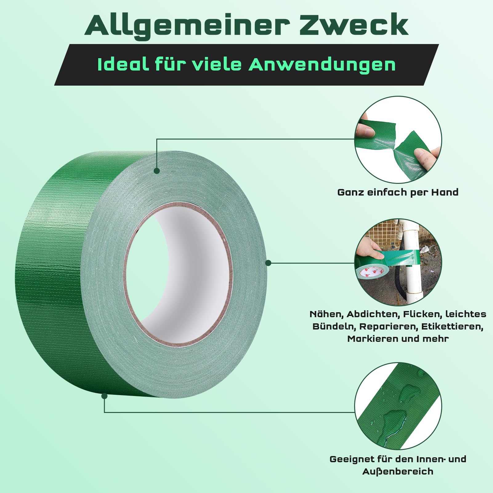Multi nastro adesivo [6 rotoli] 50 mm x 25 m barriera professionale al vapore, resistente ai raggi UV e impermeabile, per il fissaggio di cavi, guarnizione per finestre, adatto per l'industria
