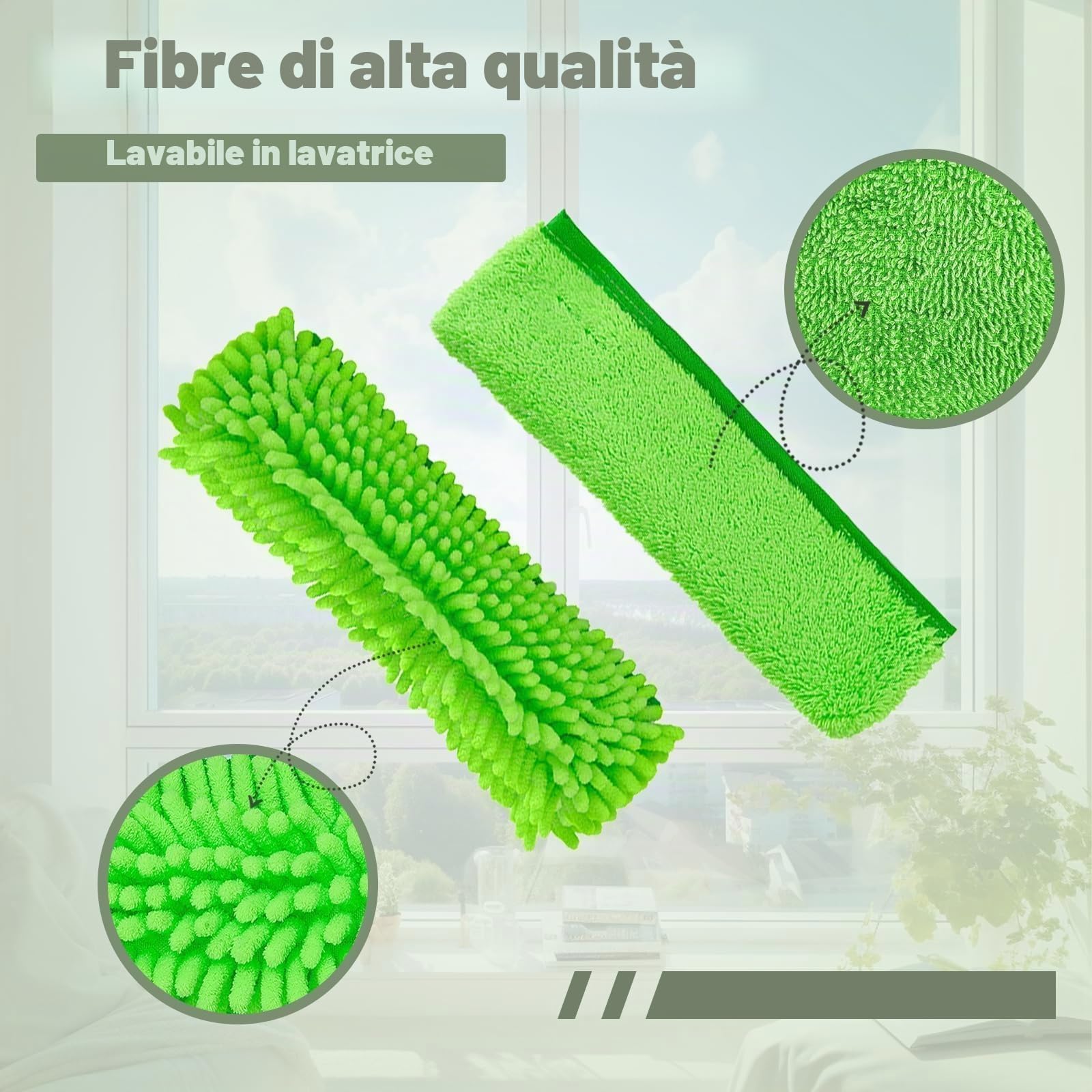 4,3 m t Lavavetri Telescopico, 2 in 1 Pulitore Vetri Finestre Lava con Tergivetro con 2 panni in microfibra Pulisci Vetri,Testa a 180° Lavavetri per Specchi Auto Vetro Finestra Alta