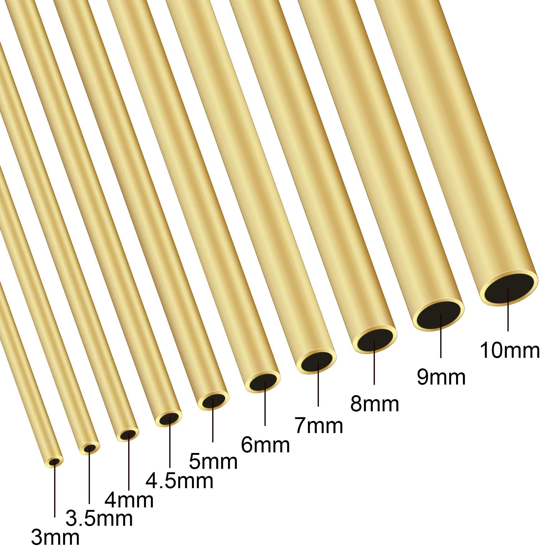 Lot de 3 tubes ronds en laiton, 4 mm de diamètre extérieur et 0,75 mm d'épaisseur de paroi de 300 mm de long pour loisirs créatifs