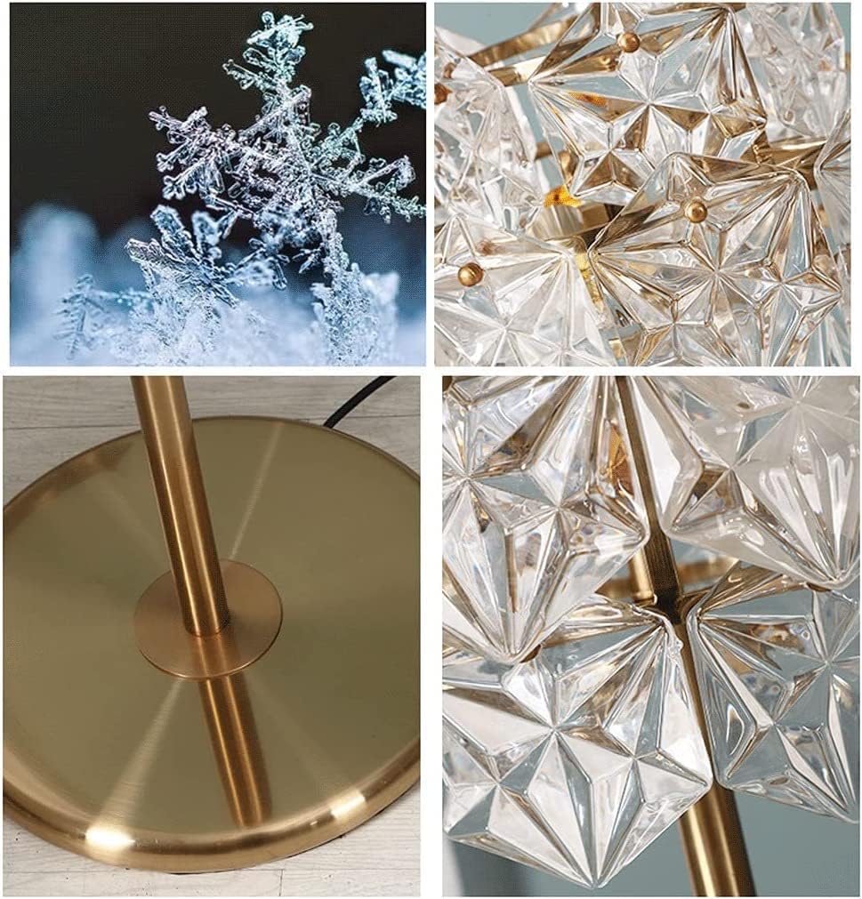 Lichte luxe vloerlamp Kristallen staande lamp Zeshoekige glazen lampenkap Hoge poollamp Goud Modern Decor Staande lamp