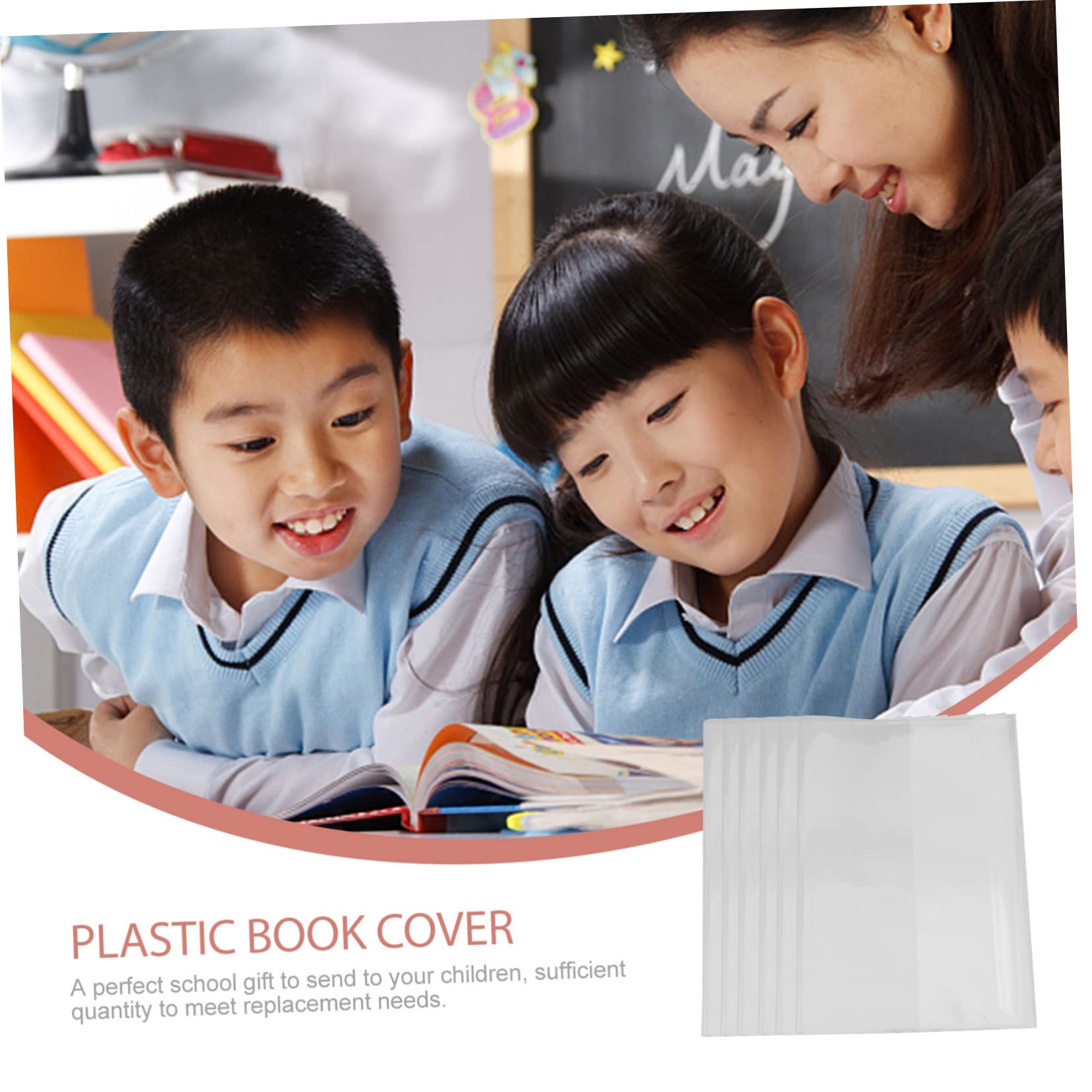 DOITOOL 80 Pezzi Copertine Trasparenti Protettive per Libri Scolastici Pellicola Resistente e Coprilibri Plastica Strappo per Studenti