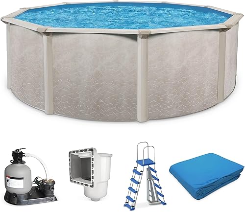Miniatura 10 de Kit de piscina Aquarian sobre el nivel del suelo con filtro de arena y bomba, marco de acero Phoenix, de 18 pies, gris - Gran piscina familiar para