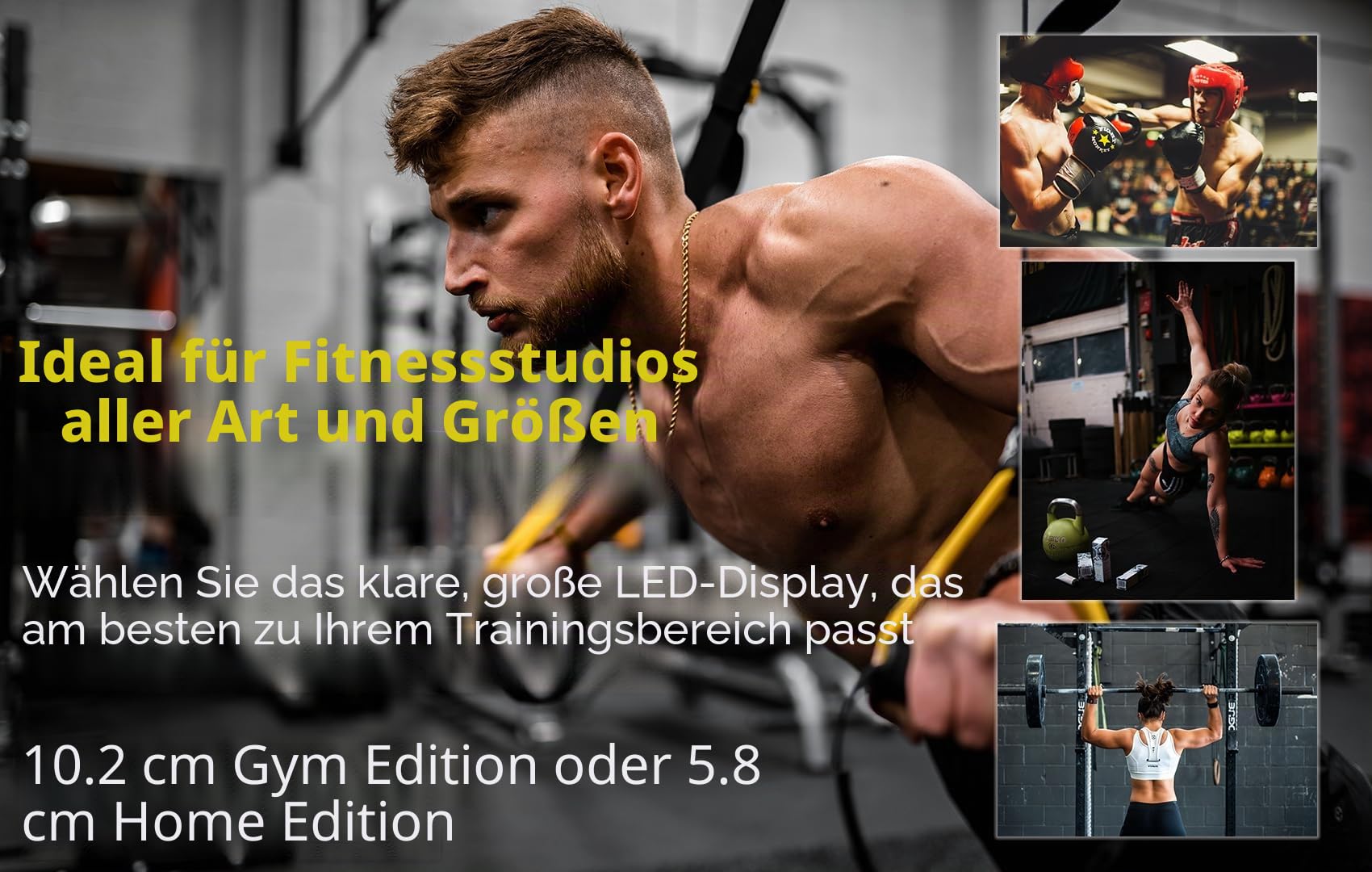 Flex Timer Wanduhr digital – Heim-Fitnessstudio Edition – Intervall Timer für Fitnesstraining im Fitnessstudio - Steuerung über die Mobile App via Bluetooth – XXL Wanduhr