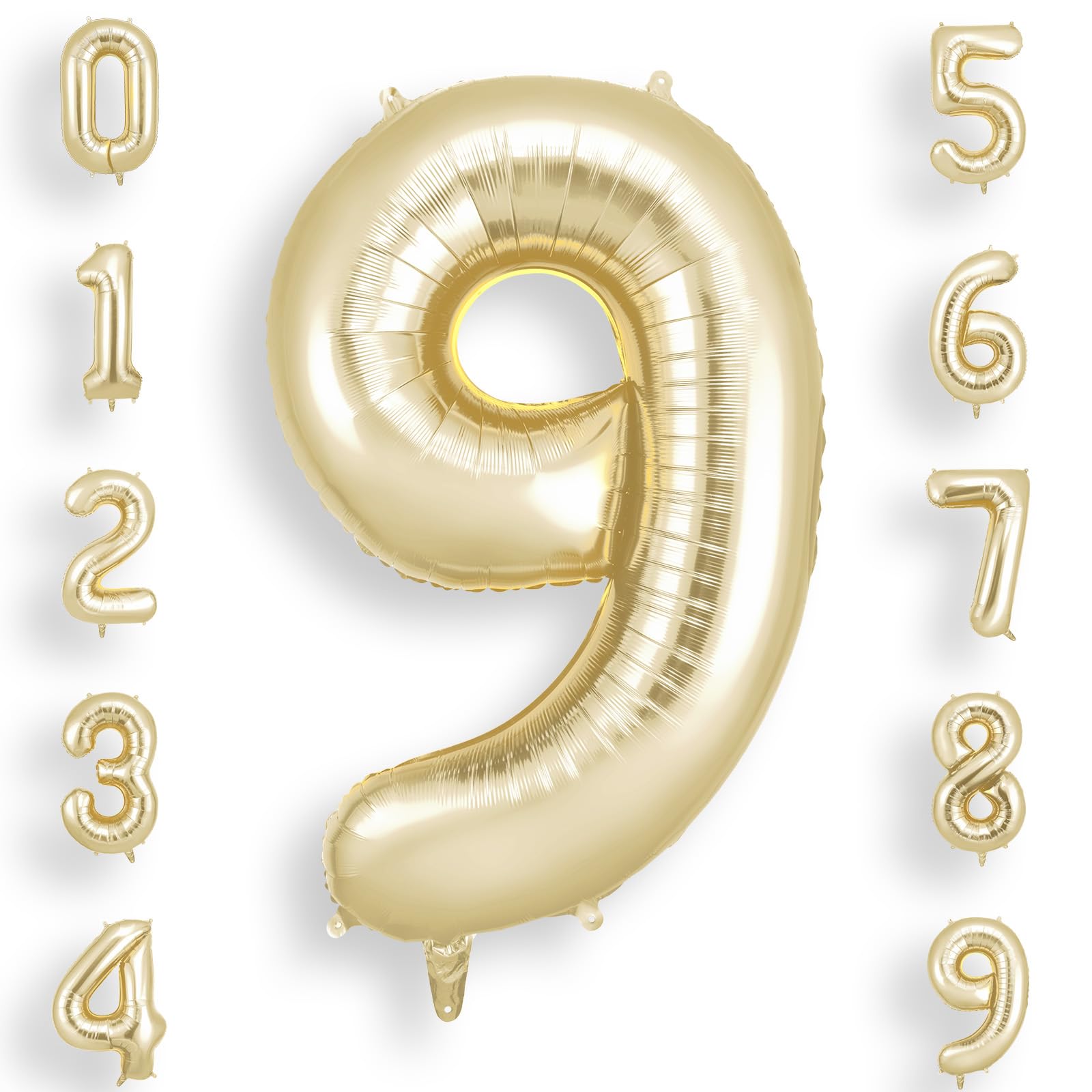 AOOSU Geburtstag Zahlen Luftballon 9 Gold, 40 Zoll Geburtstagsdeko Ballon 9, Riesige Folienballon Gold Helium Ballons für Männer Frauen Geburtstagsparty Deko, Jubiläum Deko