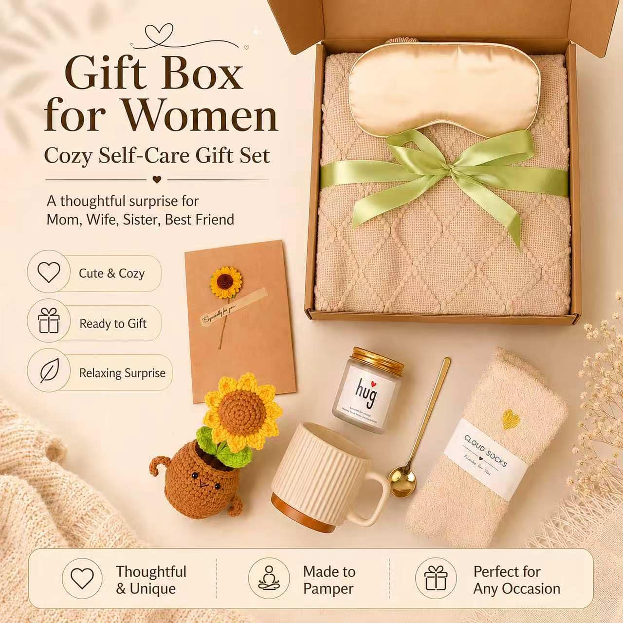Self-Care Gift Basket for Women - Sunflower Theme -4