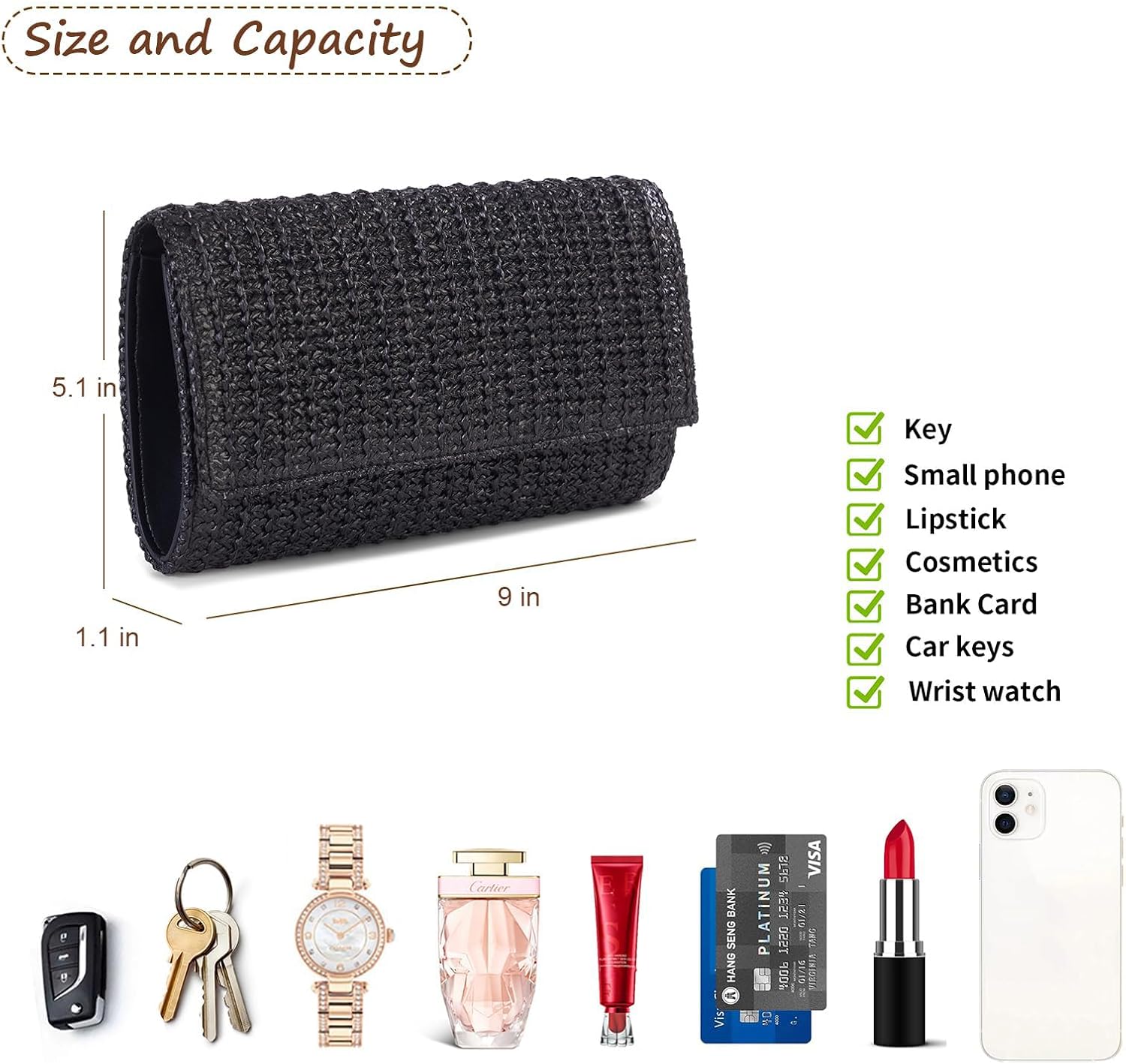 Kseymeir Straw Clutch Purse Shoulder Crossbody Bag Envelope Purse Raffia Handbag for Summer Beach Travel 2026 Trendy | Straw, Summer, Beach, Travel, Trendy - Image 3